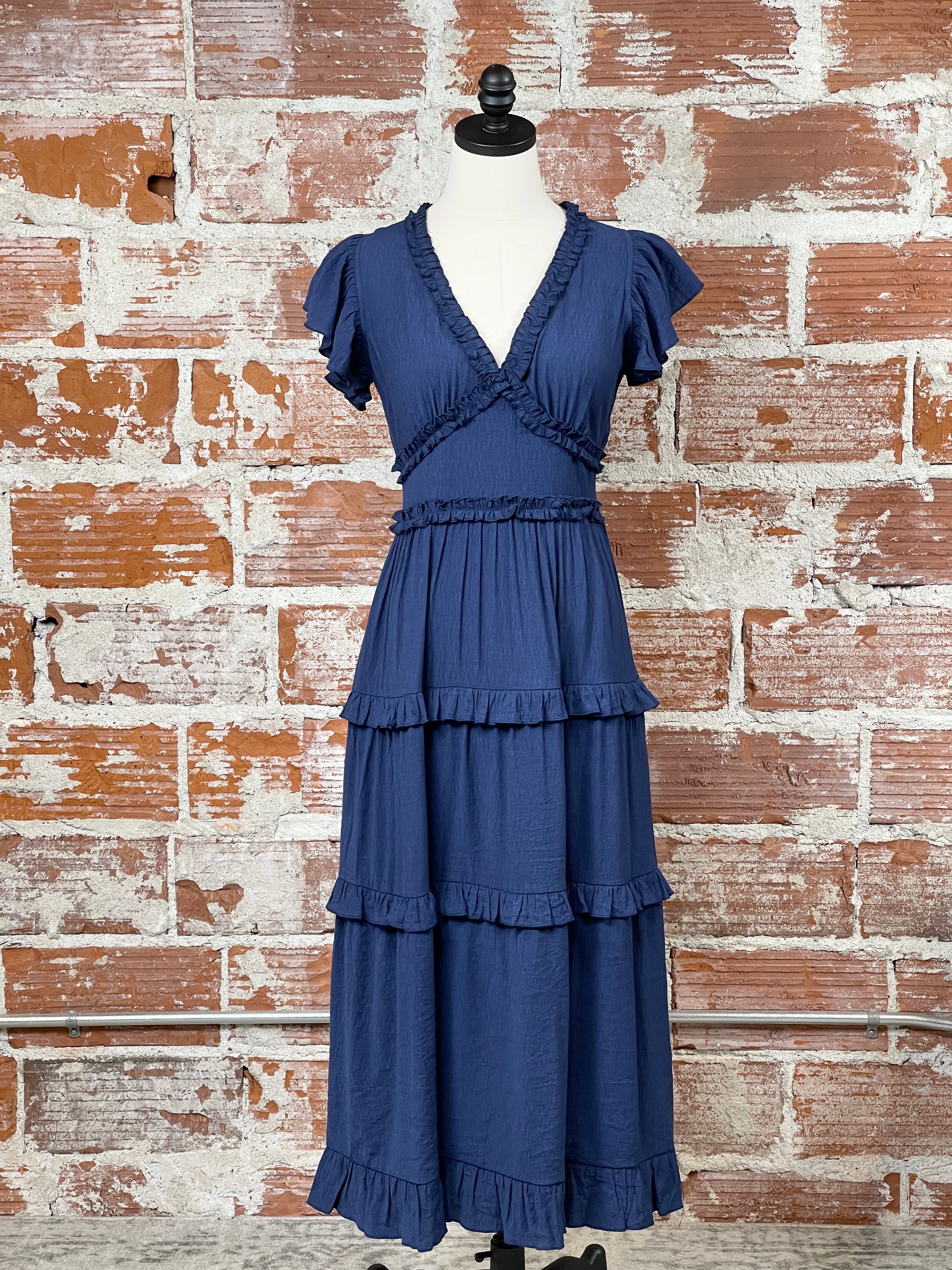 Suzanne Dress in Deep Navy-152 Dresses - Long-Little Bird Boutique