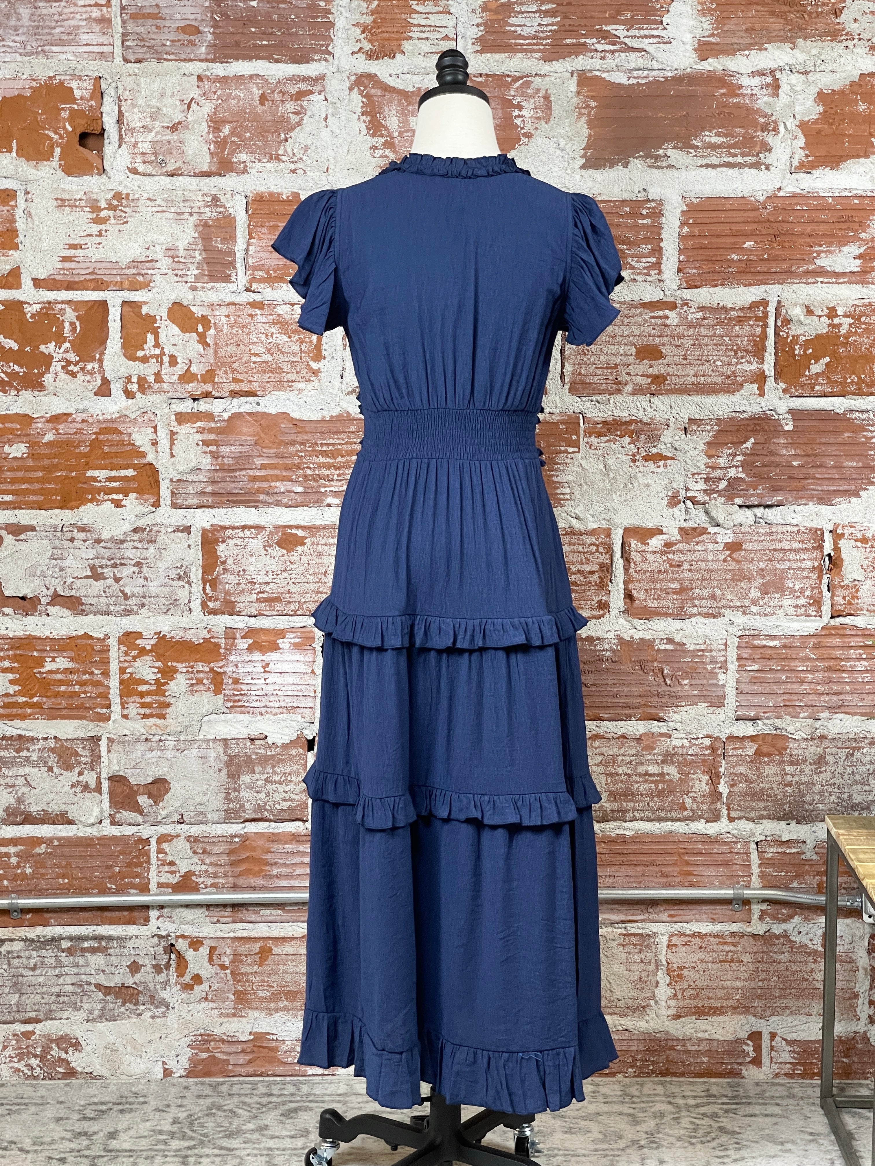 Suzanne Dress in Deep Navy-152 Dresses - Long-Little Bird Boutique