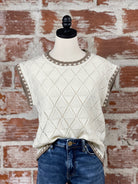 TGIF Sweater in Cream and Mocha-132 - Sweaters S/S (Dec - May)-Little Bird Boutique