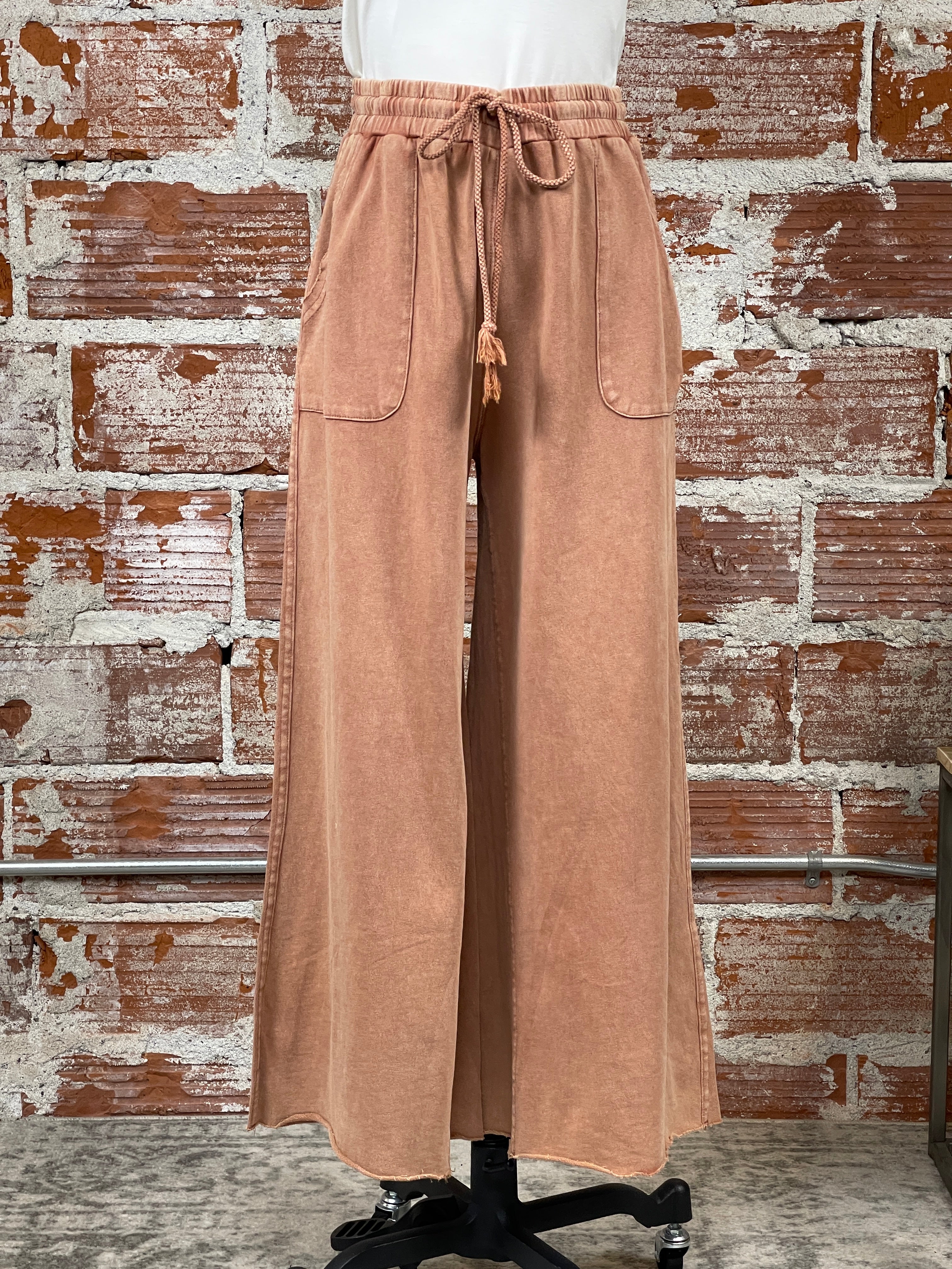 Easel Sally Joggers in Red Bean-220 Pants-Little Bird Boutique