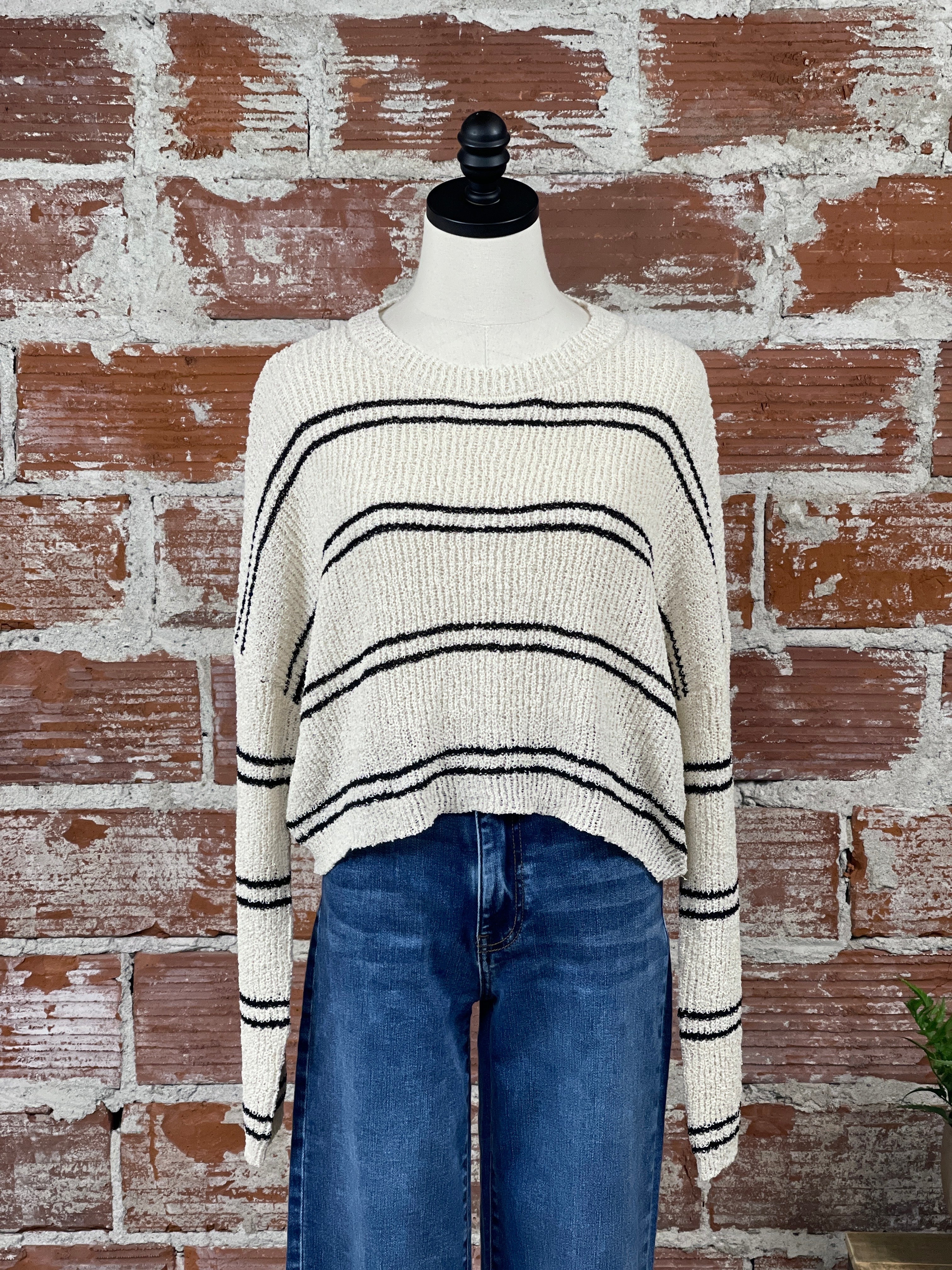 Cruising Sweater in Cream and Black-132 - Sweaters S/S (Dec - May)-Little Bird Boutique