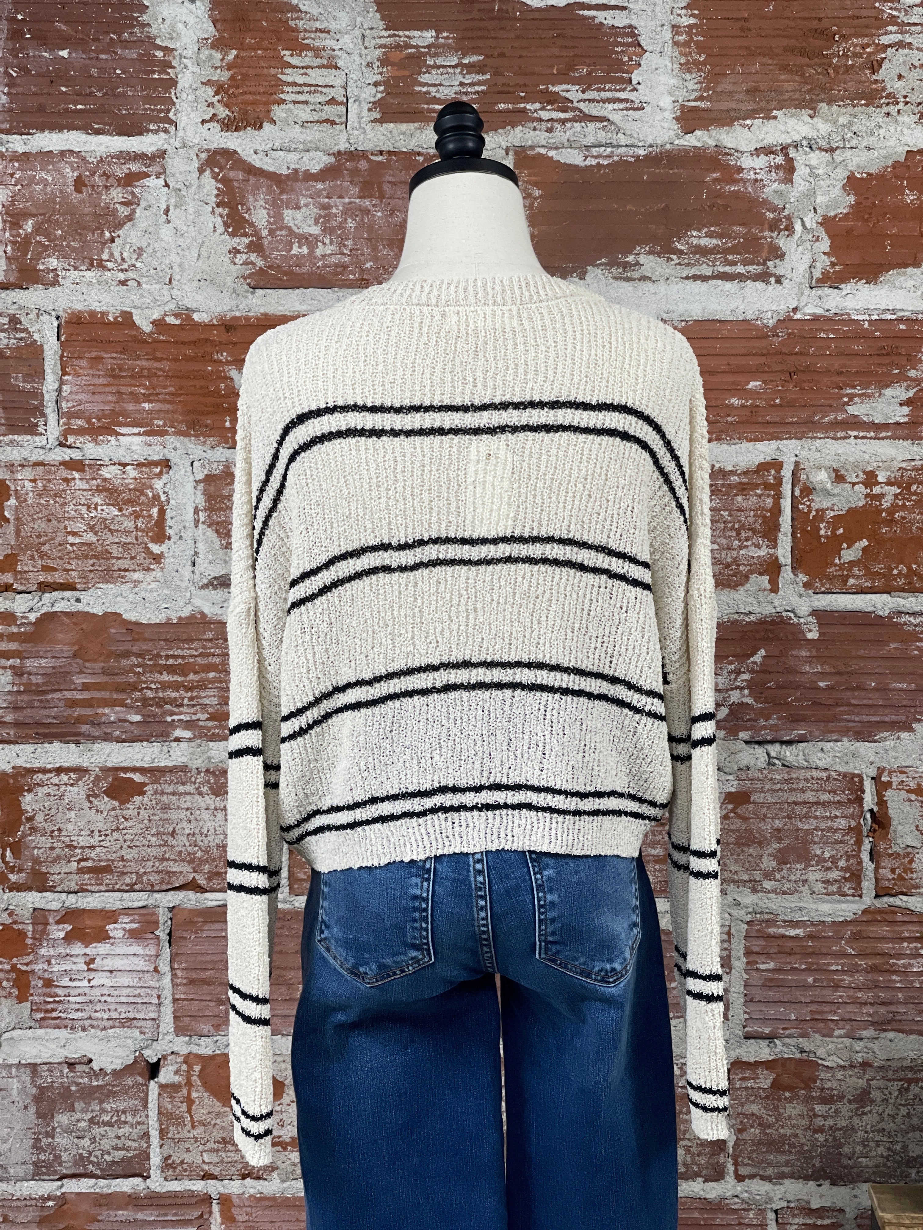 Cruising Sweater in Cream and Black-132 - Sweaters S/S (Dec - May)-Little Bird Boutique