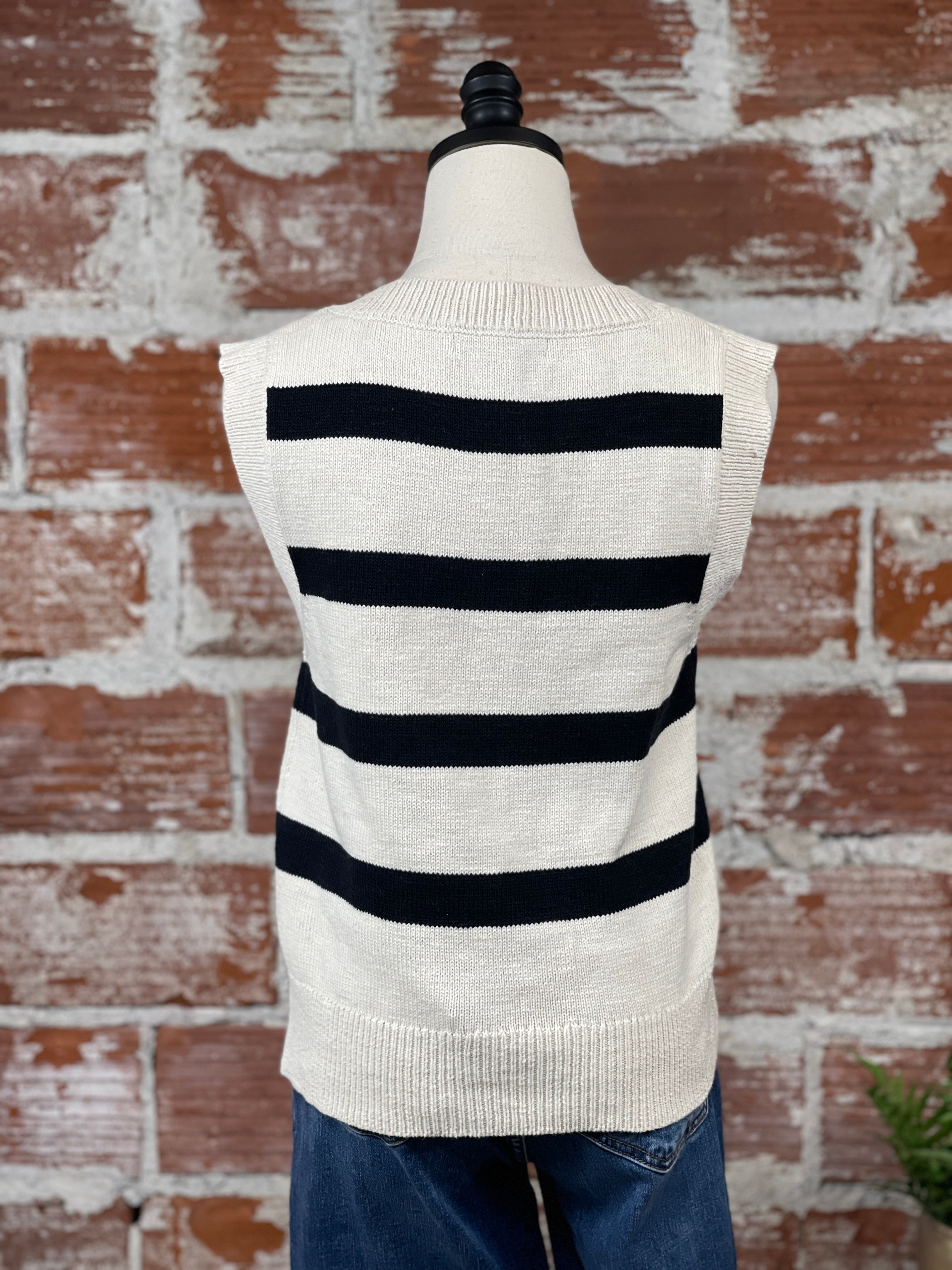 Sanctuary Sweater Shell in Eco Natural and Black Stripe-132 - Sweaters S/S (Jan - June)-Little Bird Boutique