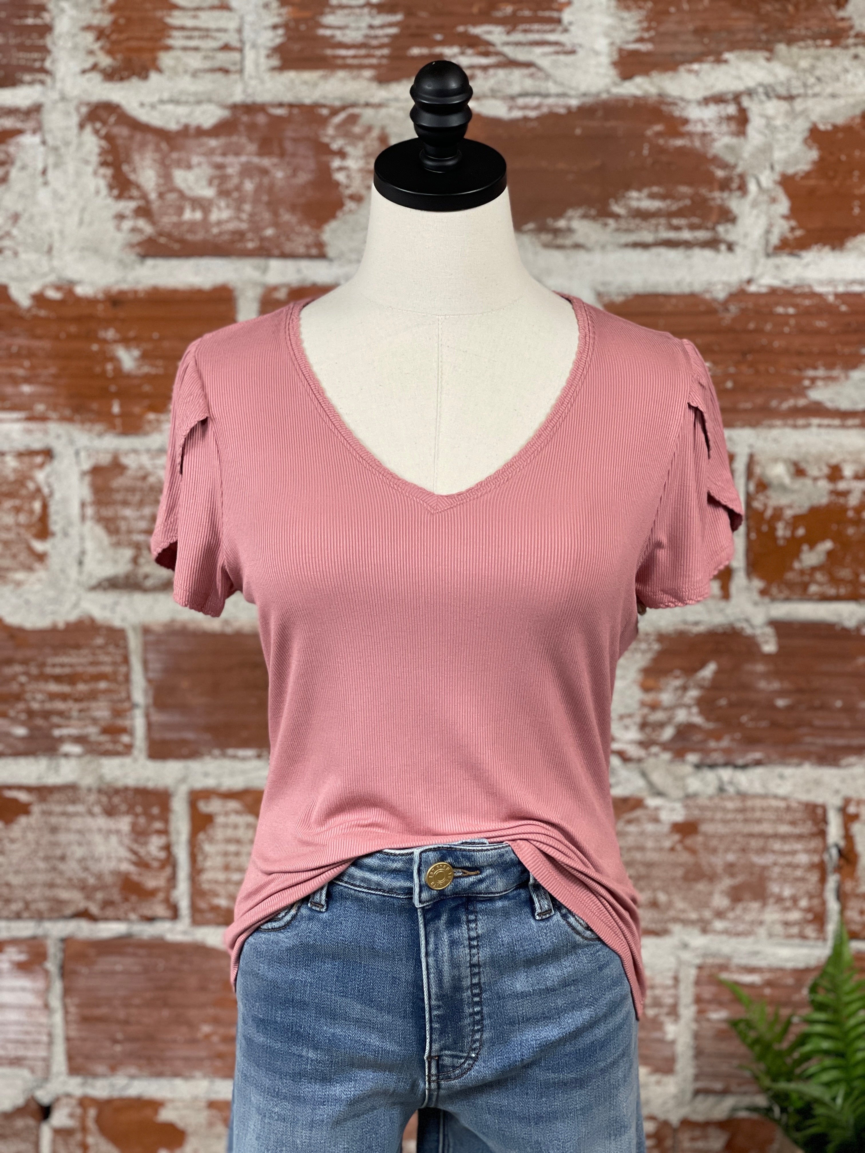 Another Love Maddie Split Sleeve Top in Rosewood-122 - Jersey Tops S/S (Jan - June)-Little Bird Boutique