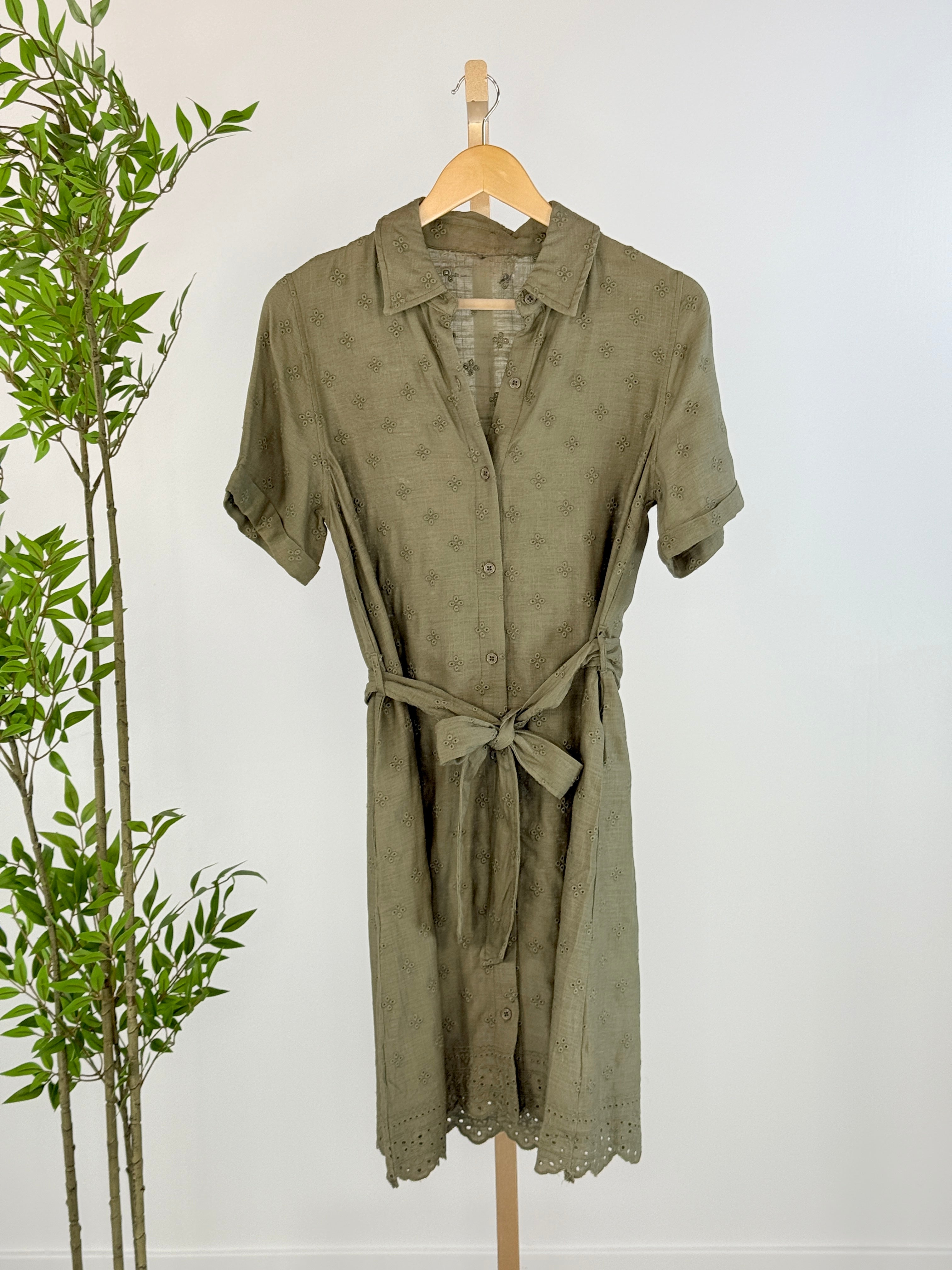 where can i buy panera bread green goddess dressing APNY Button Front Shirt Dress With Ties (B25)(Light Indigo) S