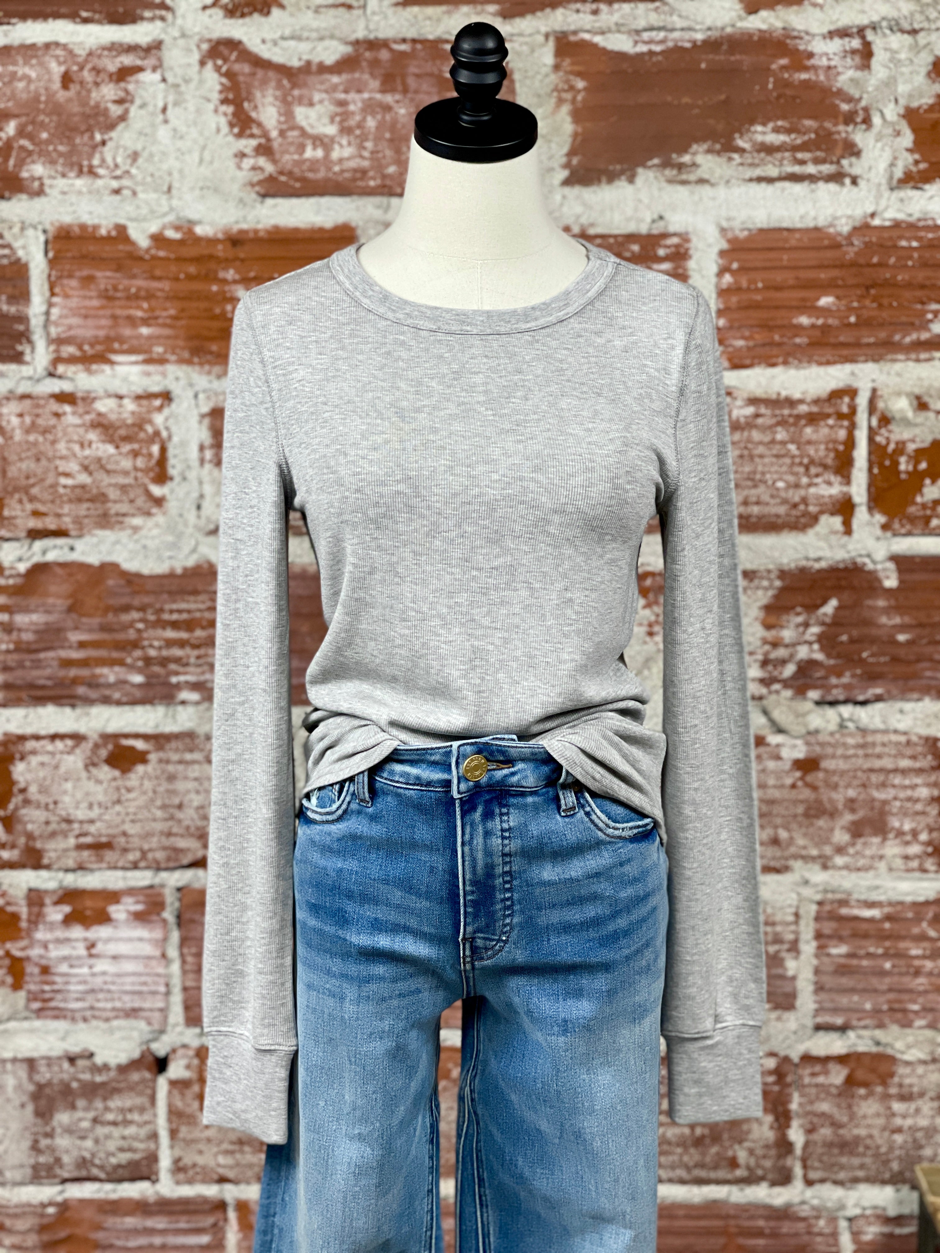 Thread and Supply Stacy Top in Grey Heather-121 - Jersey Tops F/W (June - Nov)-Little Bird Boutique