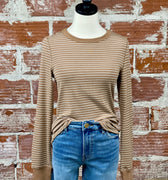 Thread and Supply Stacy Top in Toasted Coconut Stripe-121 - Jersey Tops F/W (June - Nov)-Little Bird Boutique