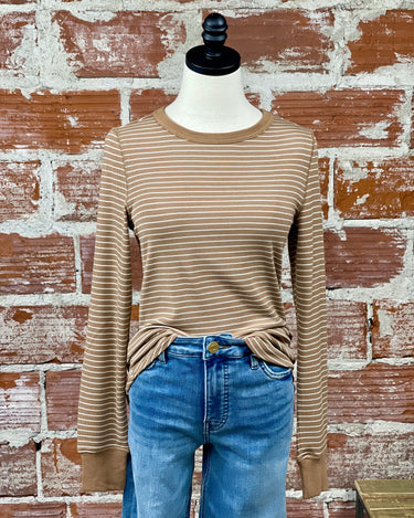 Thread and Supply Stacy Top in Toasted Coconut Stripe-121 - Jersey Tops F/W (June - Nov)-Little Bird Boutique