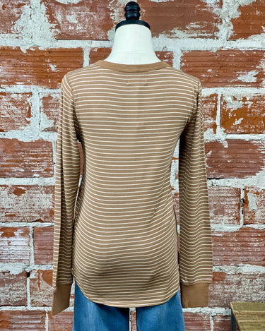 Thread and Supply Stacy Top in Toasted Coconut Stripe-121 - Jersey Tops F/W (June - Nov)-Little Bird Boutique