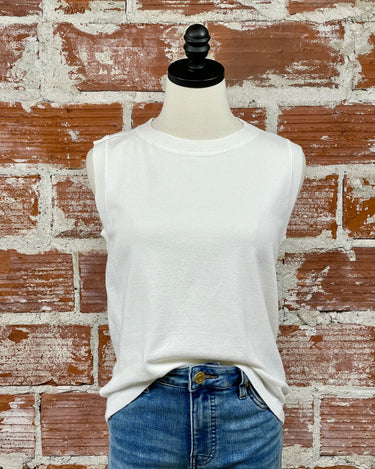 Dixie Sweater Tank in White-131 - Sweaters F/W (June - Nov)-Little Bird Boutique