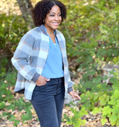 Flag and Anthem Anniston Reversible Quilted Bomber Jacket in Grey and Brown
