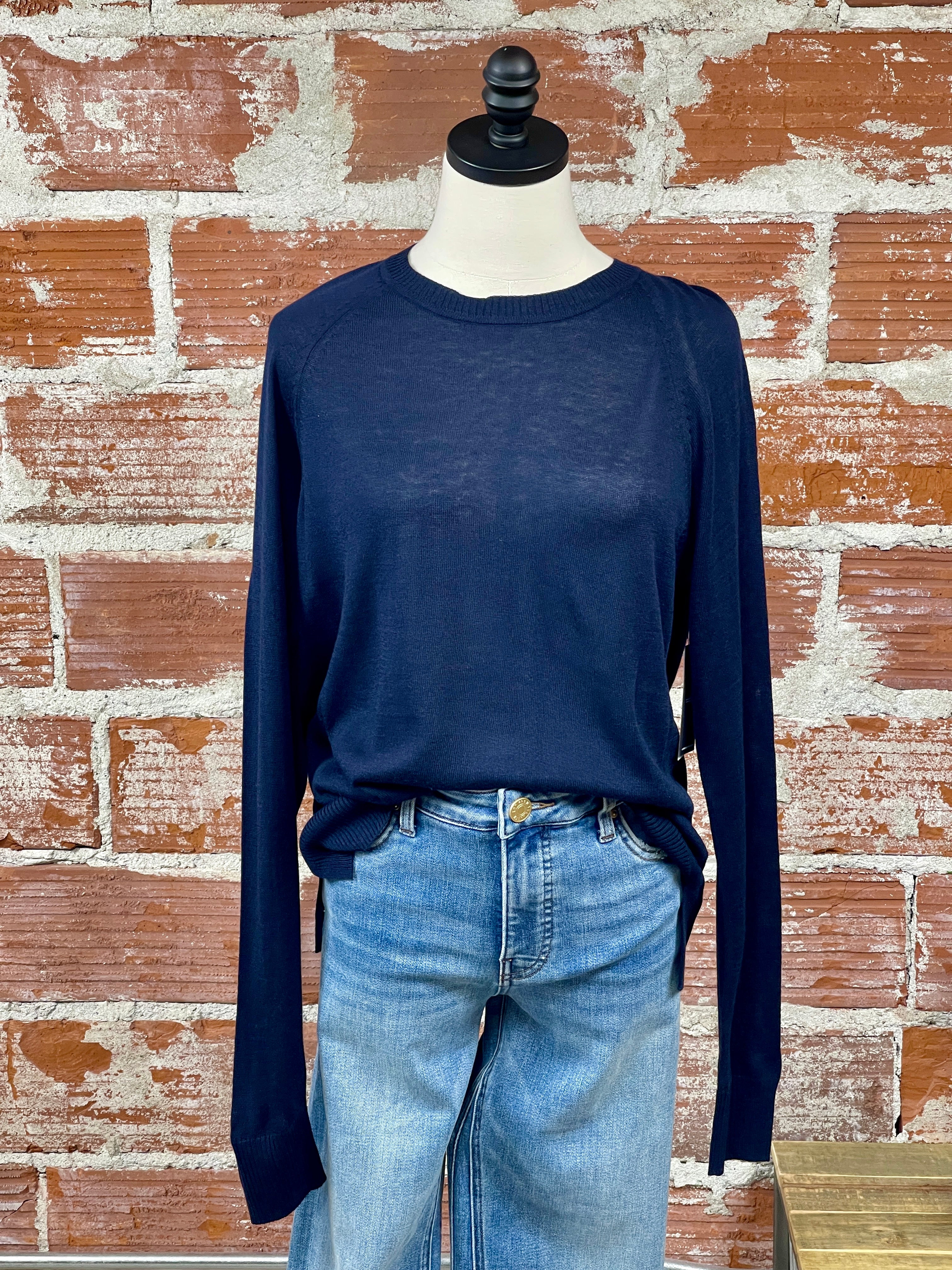 Liverpool Raglan Sweater in Navy-121 - Jersey Tops F/W (June - Nov)-Little Bird Boutique