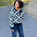 Liv Flower Sweater in Black and Ivory-131 - Sweaters F/W (June - Nov)-Little Bird Boutique