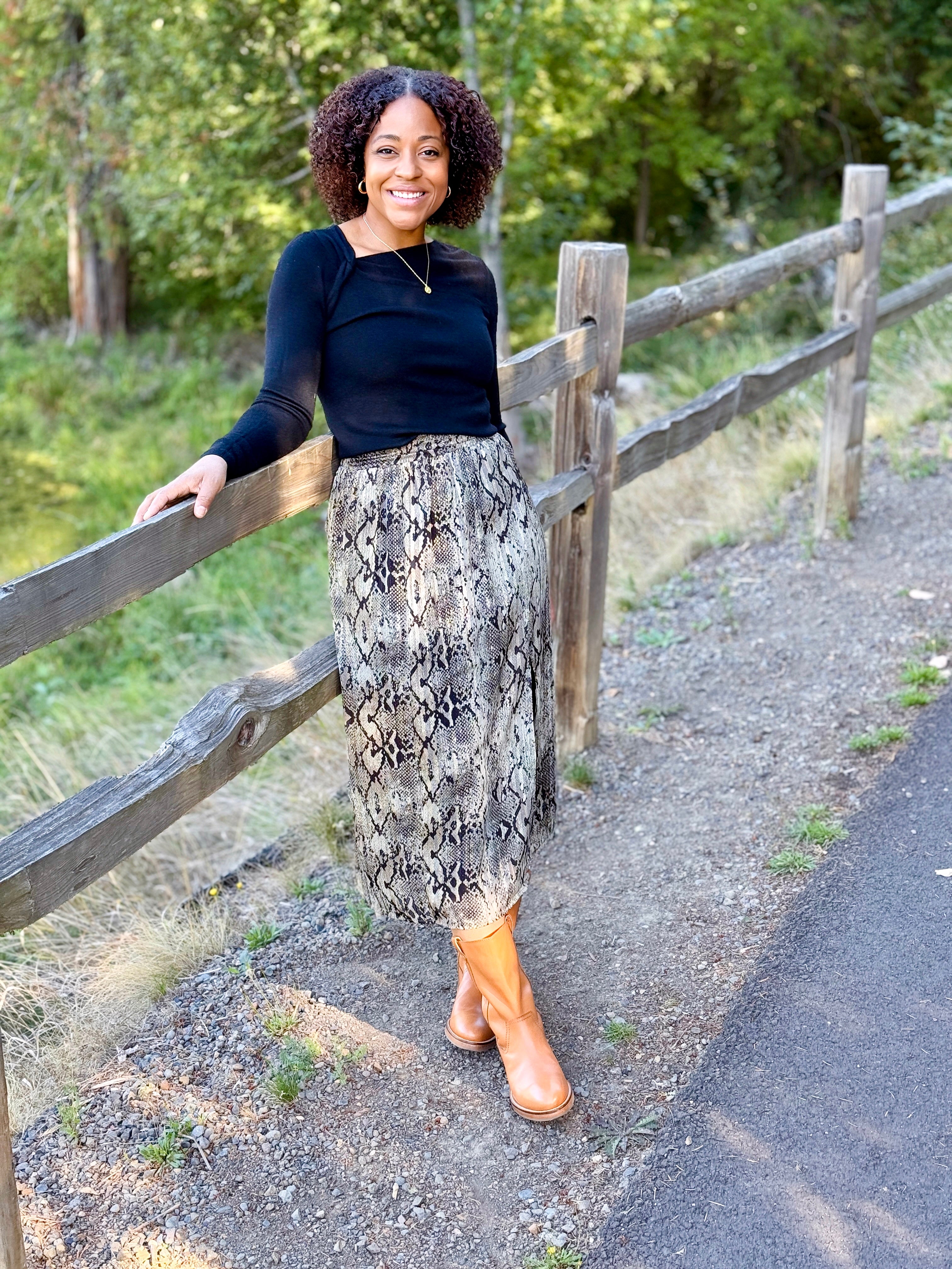 Gentle Fawn Adeline Skirt in Jade Snake-231 Skirts-Little Bird Boutique