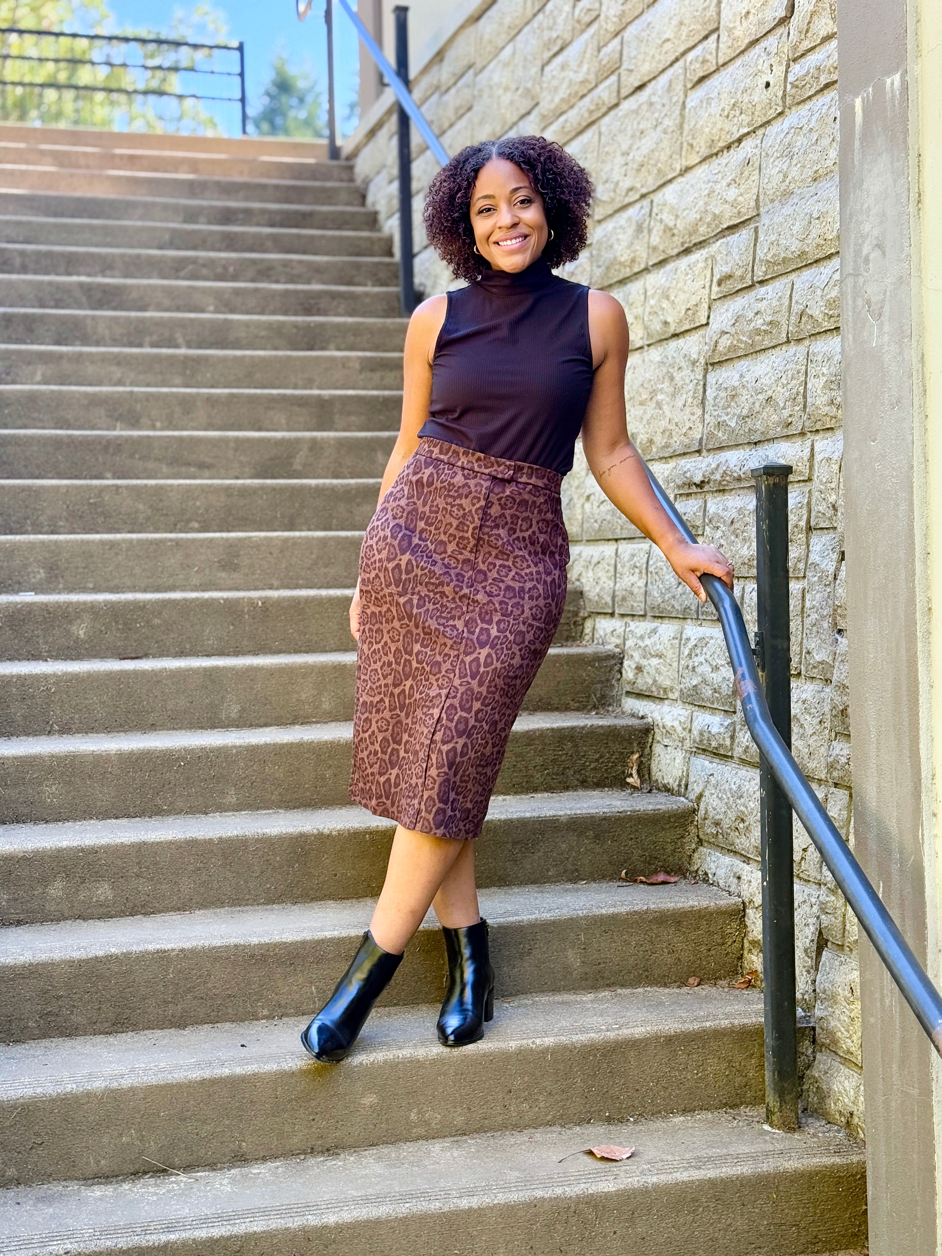 THML Cheetah Suede Skirt-231 Skirts-Little Bird Boutique