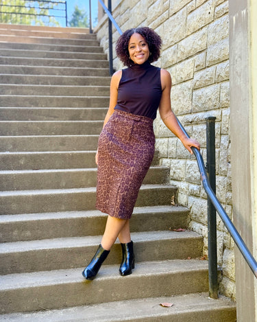THML Cheetah Suede Skirt-231 Skirts-Little Bird Boutique