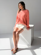 Remone Sweater in Peach Pink-132 - Sweaters S/S (Dec - May)-Little Bird Boutique