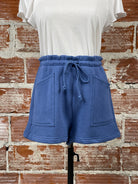 Z Supply Patio Fleece Shorts in Blue-232 Shorts-Little Bird Boutique