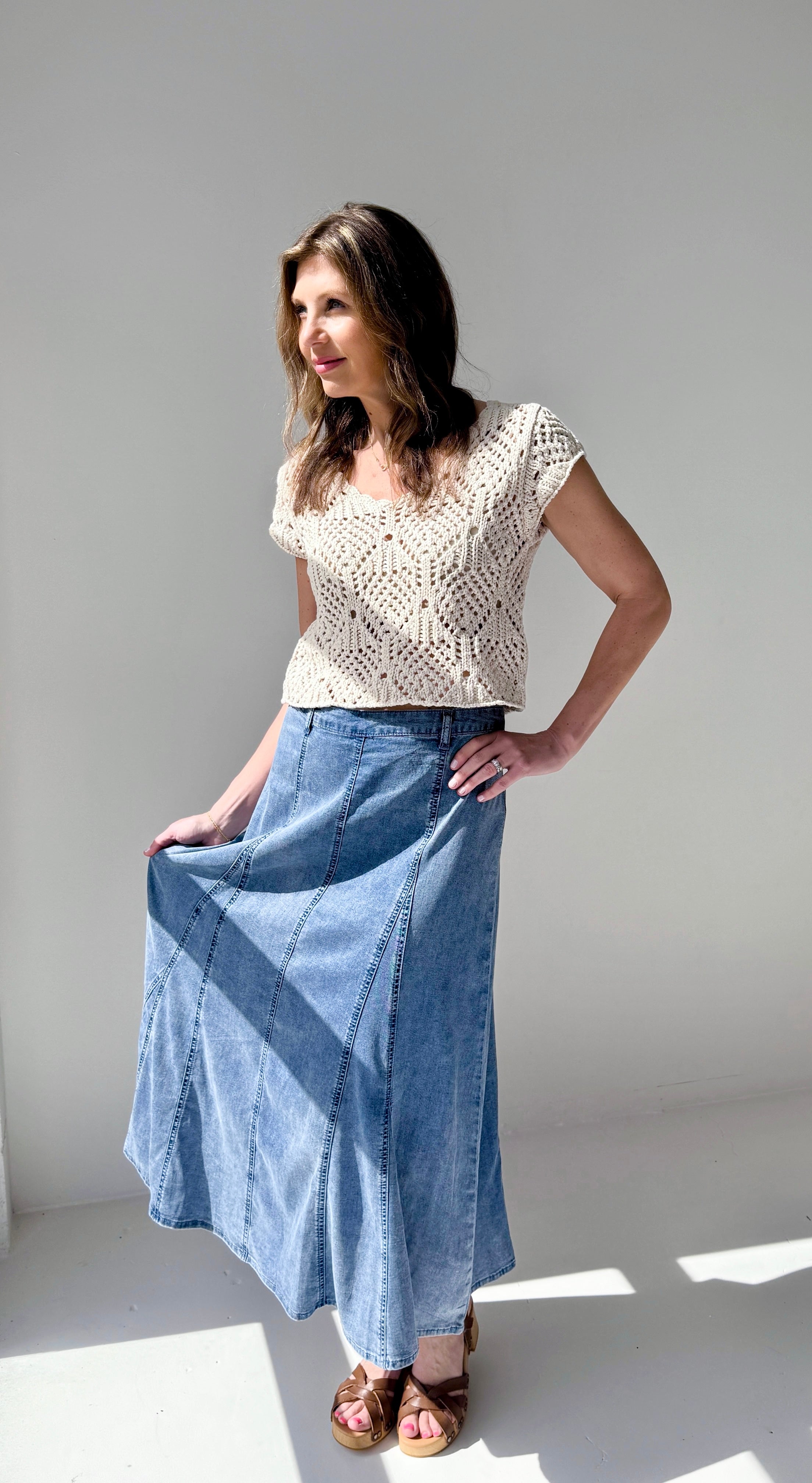Gidget Denim Skirt-231 Skirts-Little Bird Boutique