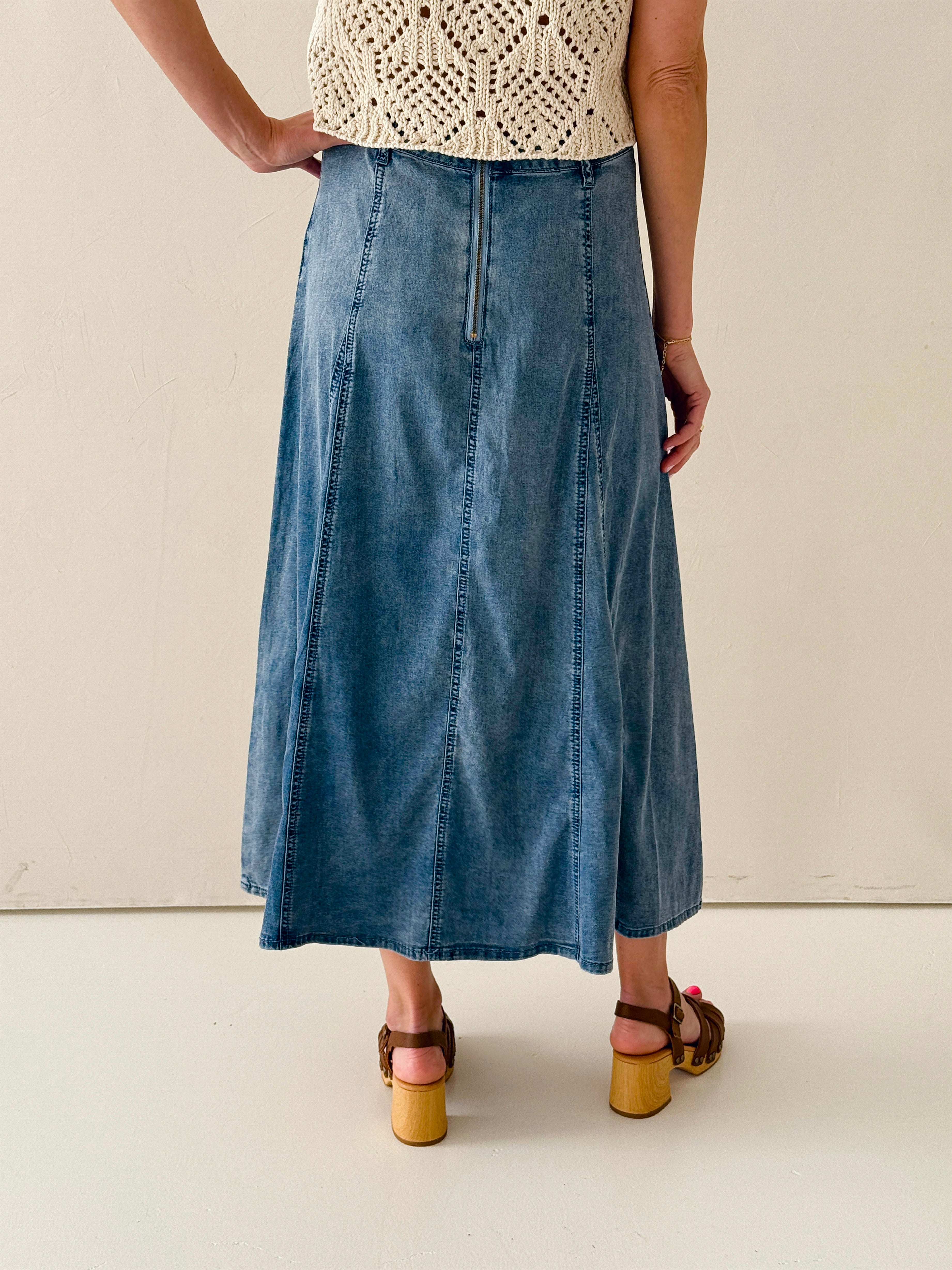Gidget Denim Skirt-231 Skirts-Little Bird Boutique