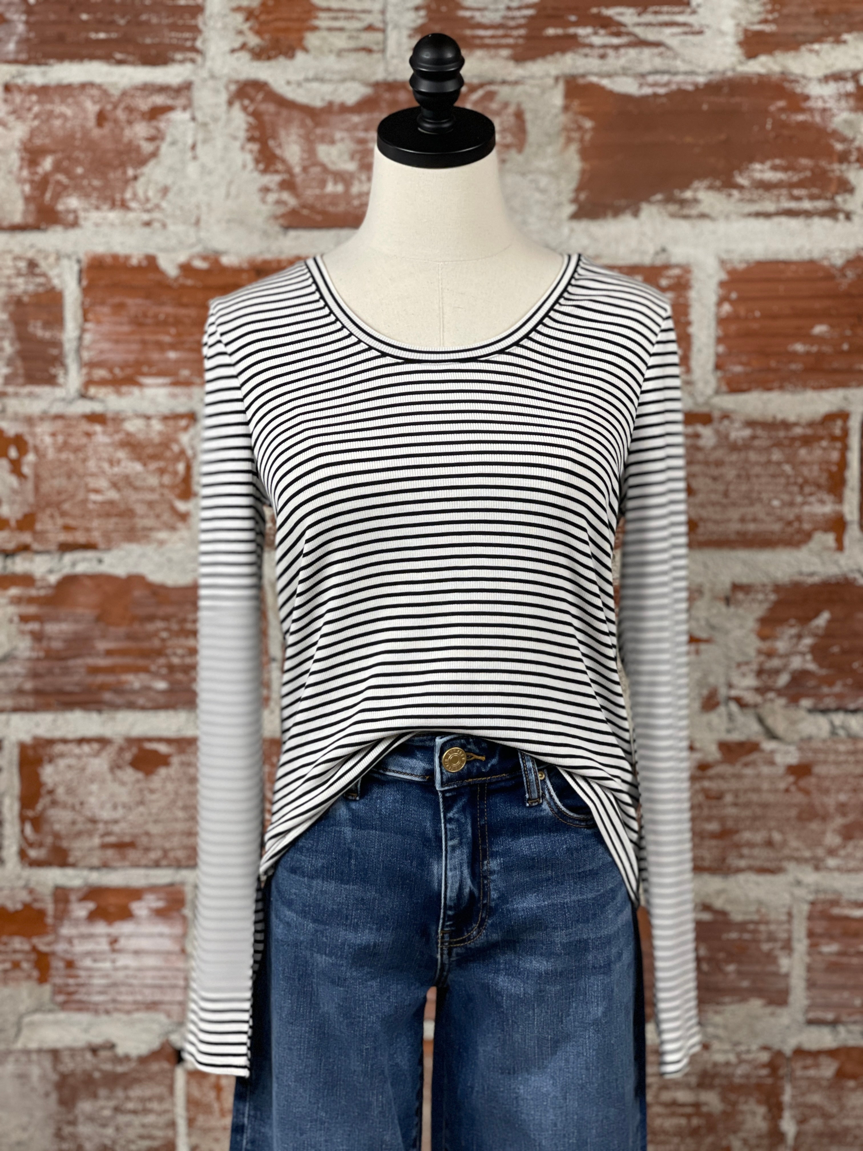 Thread and Supply Lauren top in White and Black Stripe-121 - Jersey Tops F/W (June - Nov)-Little Bird Boutique