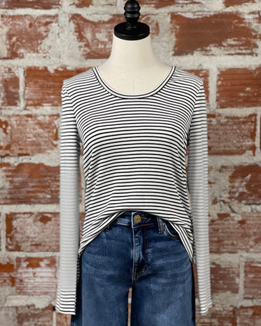 Thread and Supply Lauren Top in Black and White Stripe-121 - Jersey Tops F/W (June - Nov)-Little Bird Boutique