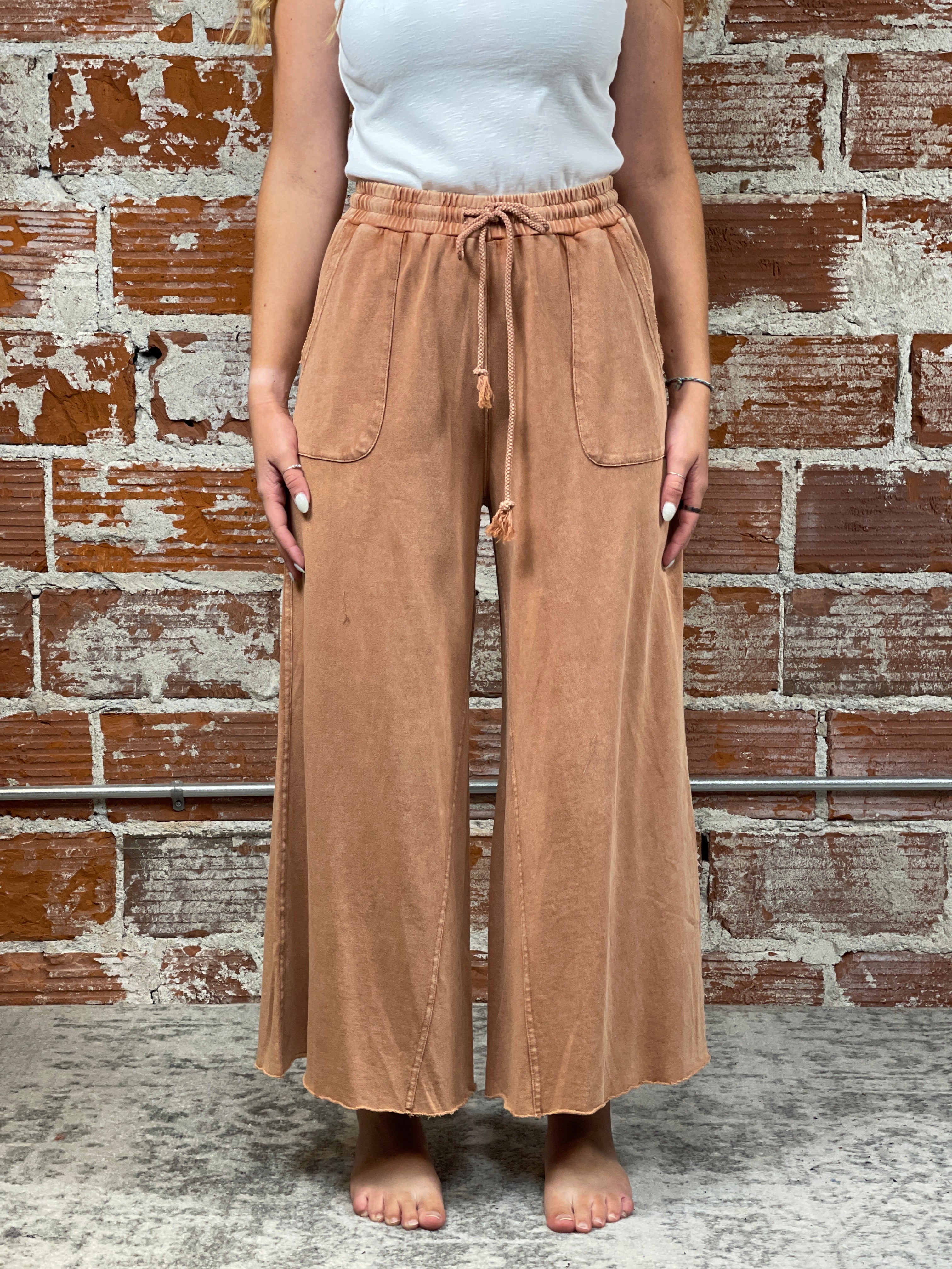 Easel Sally Joggers in Red Bean-220 Pants-Little Bird Boutique