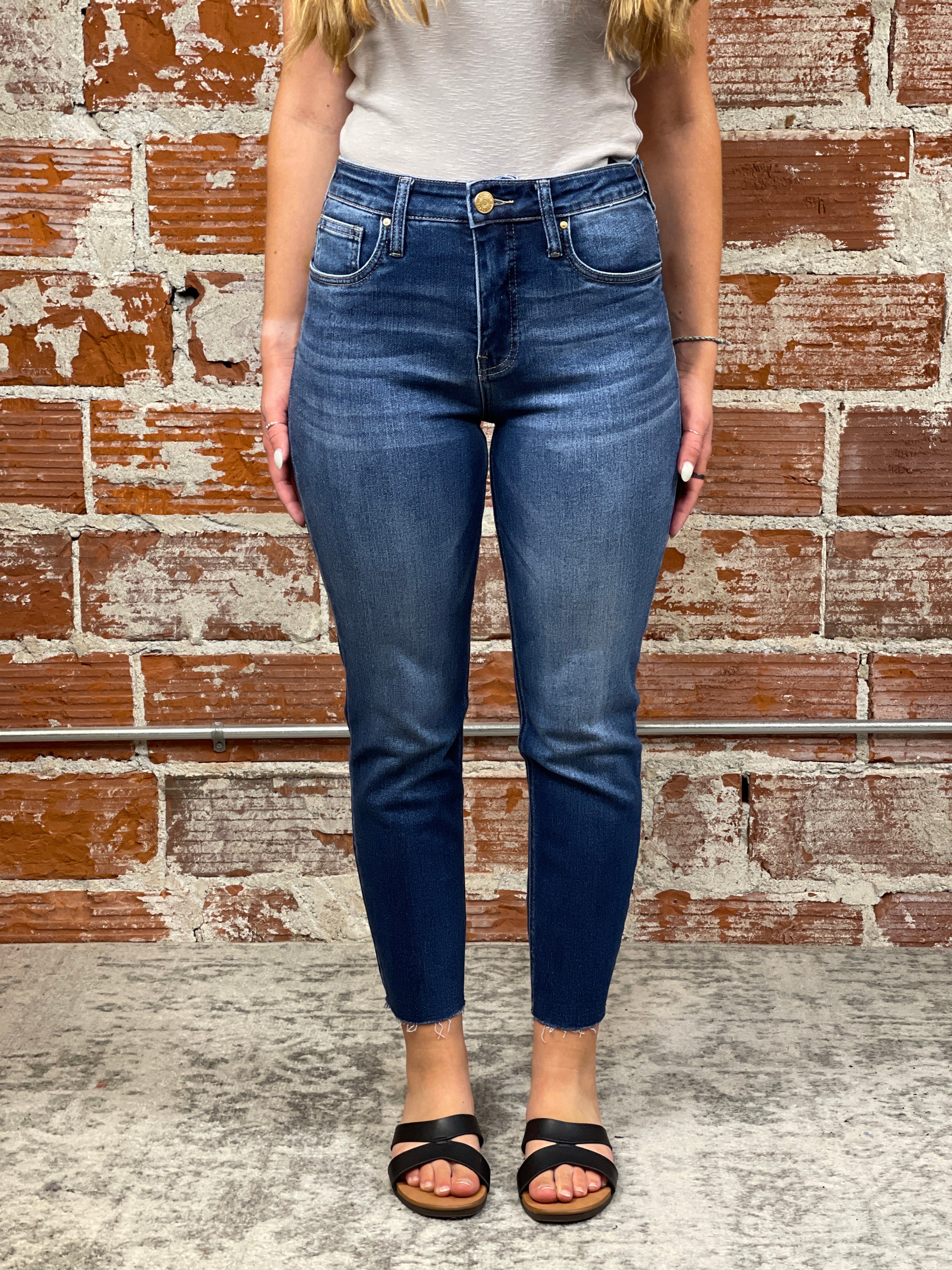 KUT from the Kloth Rachael Raw Hem in Explore-210 Denim-Little Bird Boutique