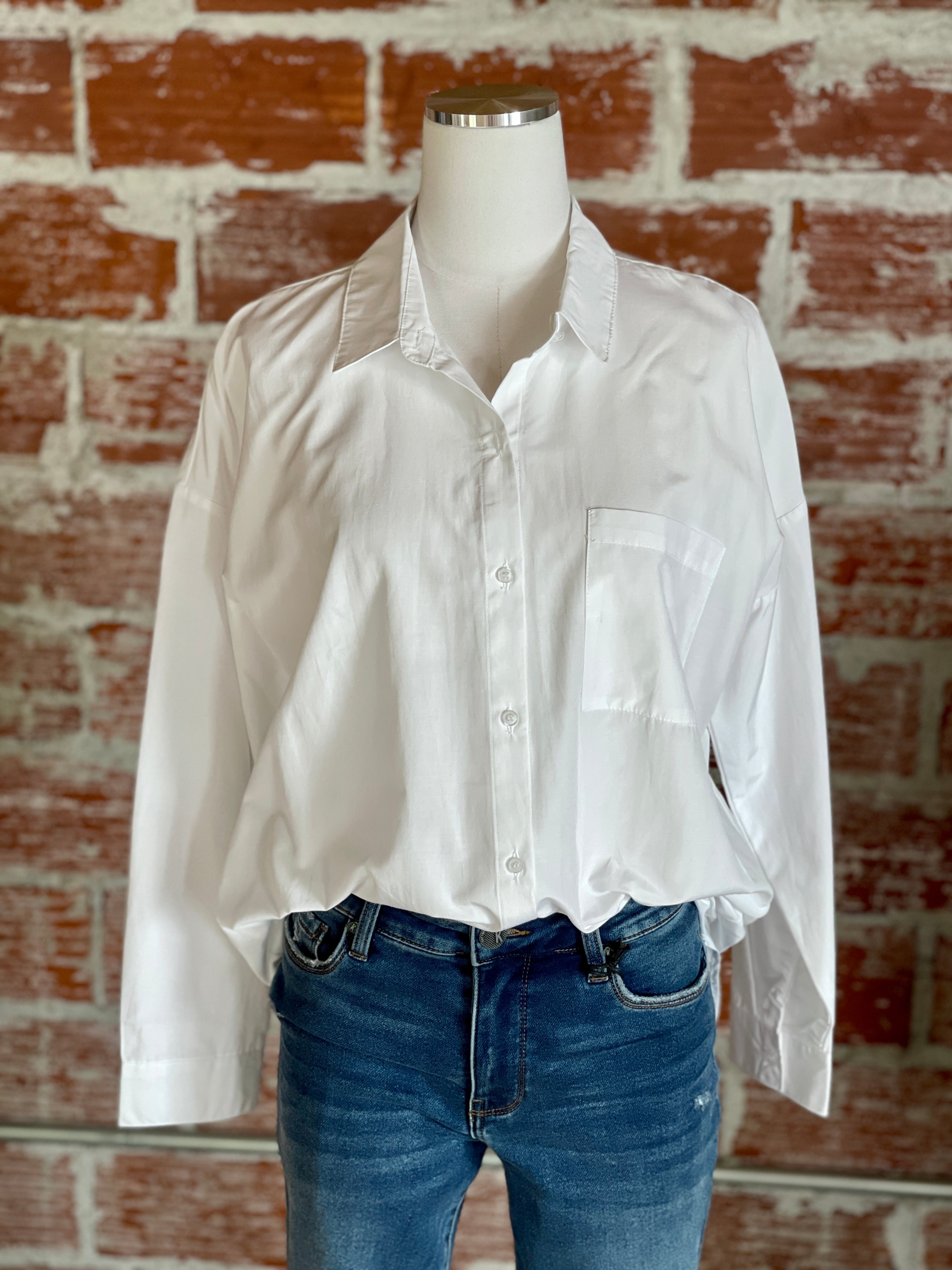 Classic Button Down in White-111 - Woven Top F/W (July - Dec)-Little Bird Boutique