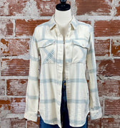 Thread and Supply Gracelyn Shirt in Cream Aqua Mist Plaid-111 - Woven Top F/W (June- Nov)-Little Bird Boutique
