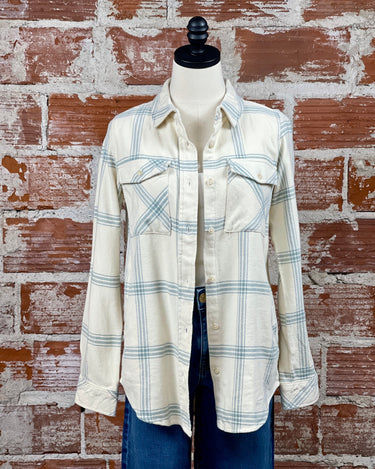 Thread and Supply Gracelyn Shirt in Cream Aqua Mist Plaid-111 - Woven Top F/W (June- Nov)-Little Bird Boutique