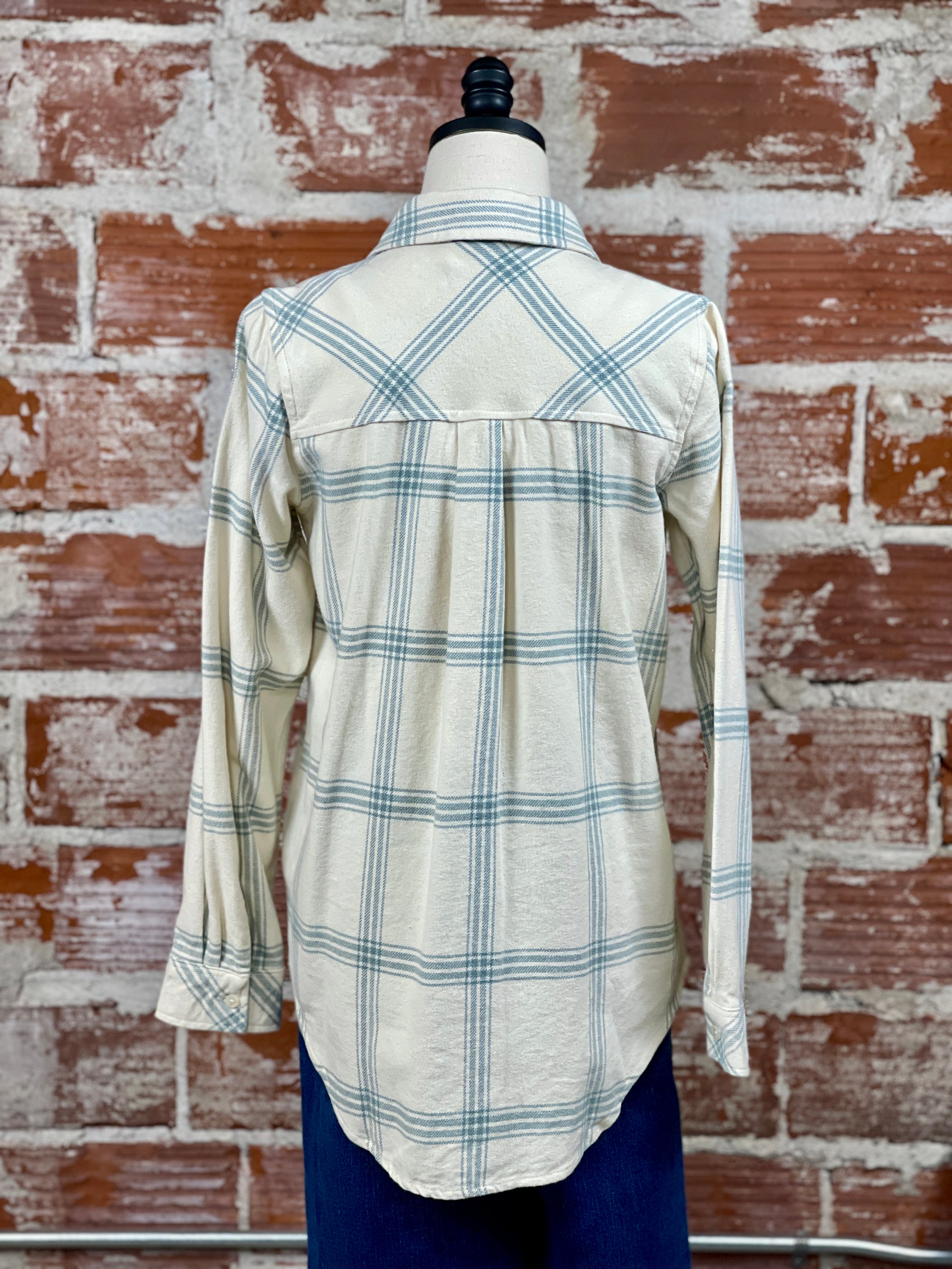 Thread and Supply Gracelyn Shirt in Cream Aqua Mist Plaid-111 - Woven Top F/W (June- Nov)-Little Bird Boutique