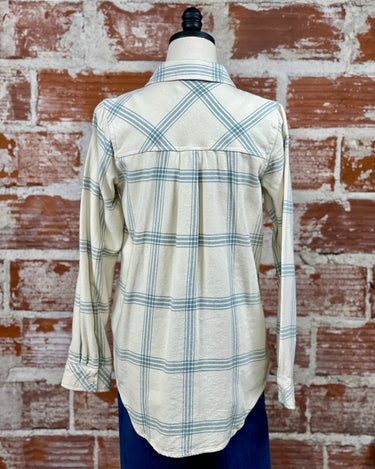 Thread and Supply Gracelyn Shirt in Cream Aqua Mist Plaid-111 - Woven Top F/W (June- Nov)-Little Bird Boutique