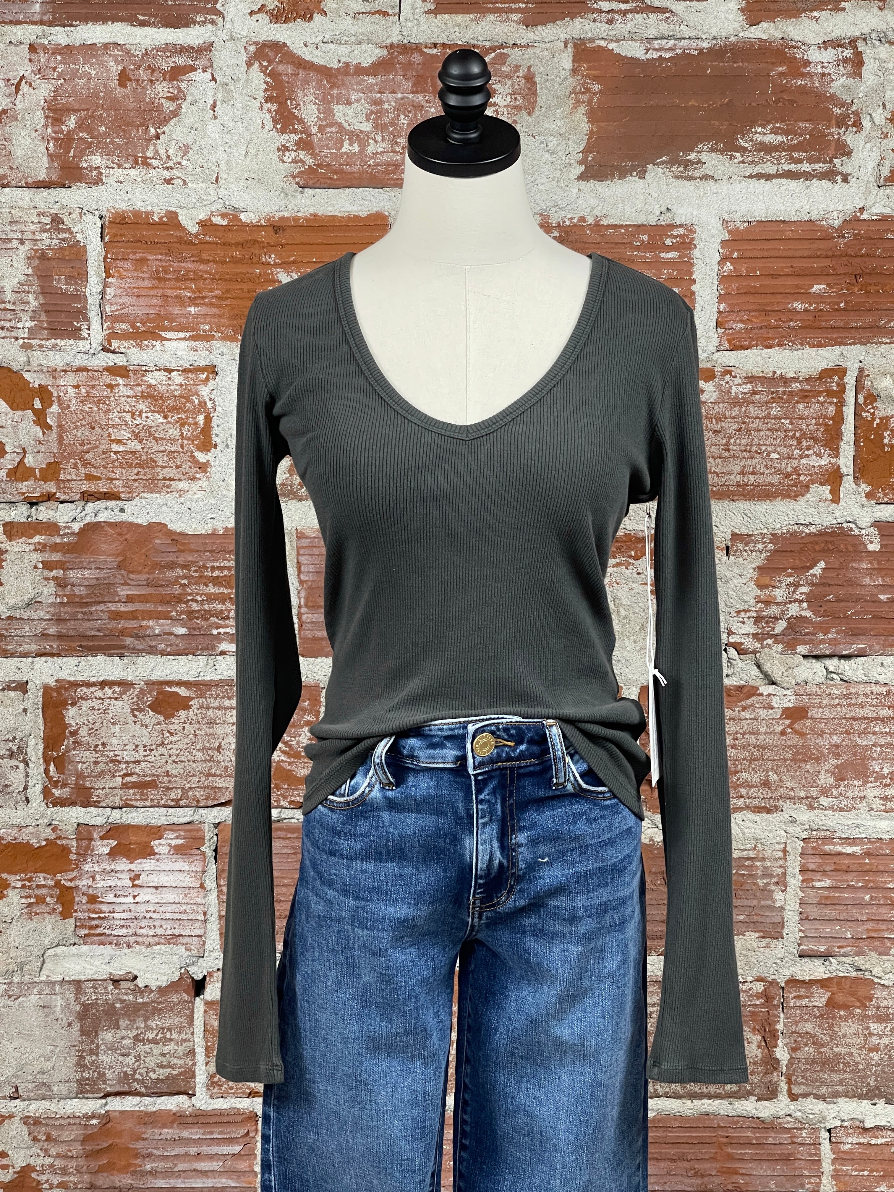 Dear John Marlowe Top in Dark Moss-121 - Jersey Tops F/W (June - Nov)-Little Bird Boutique