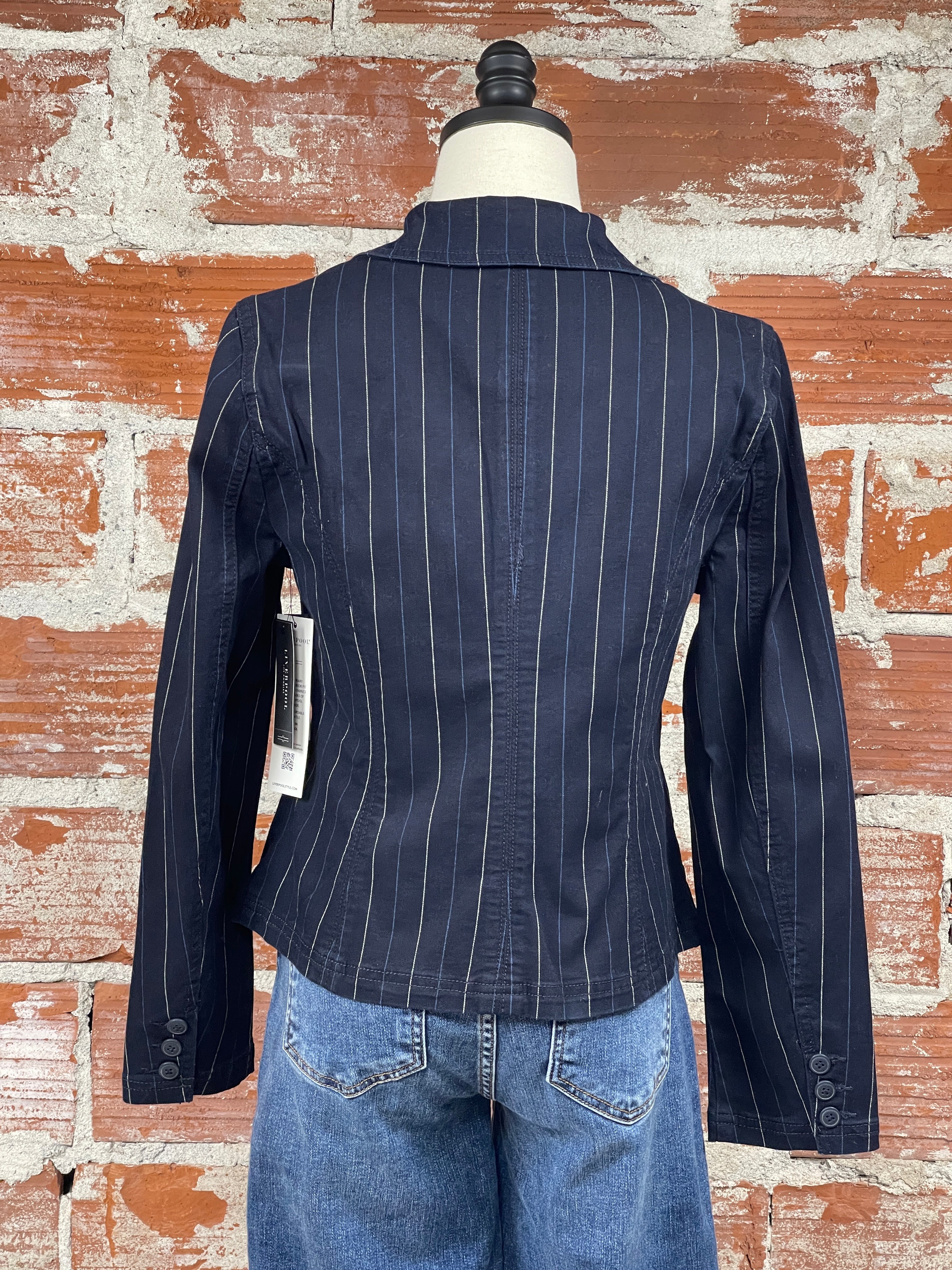 Liverpool Blazer in Lapis Indigo Stripe-143 Blazers-Little Bird Boutique