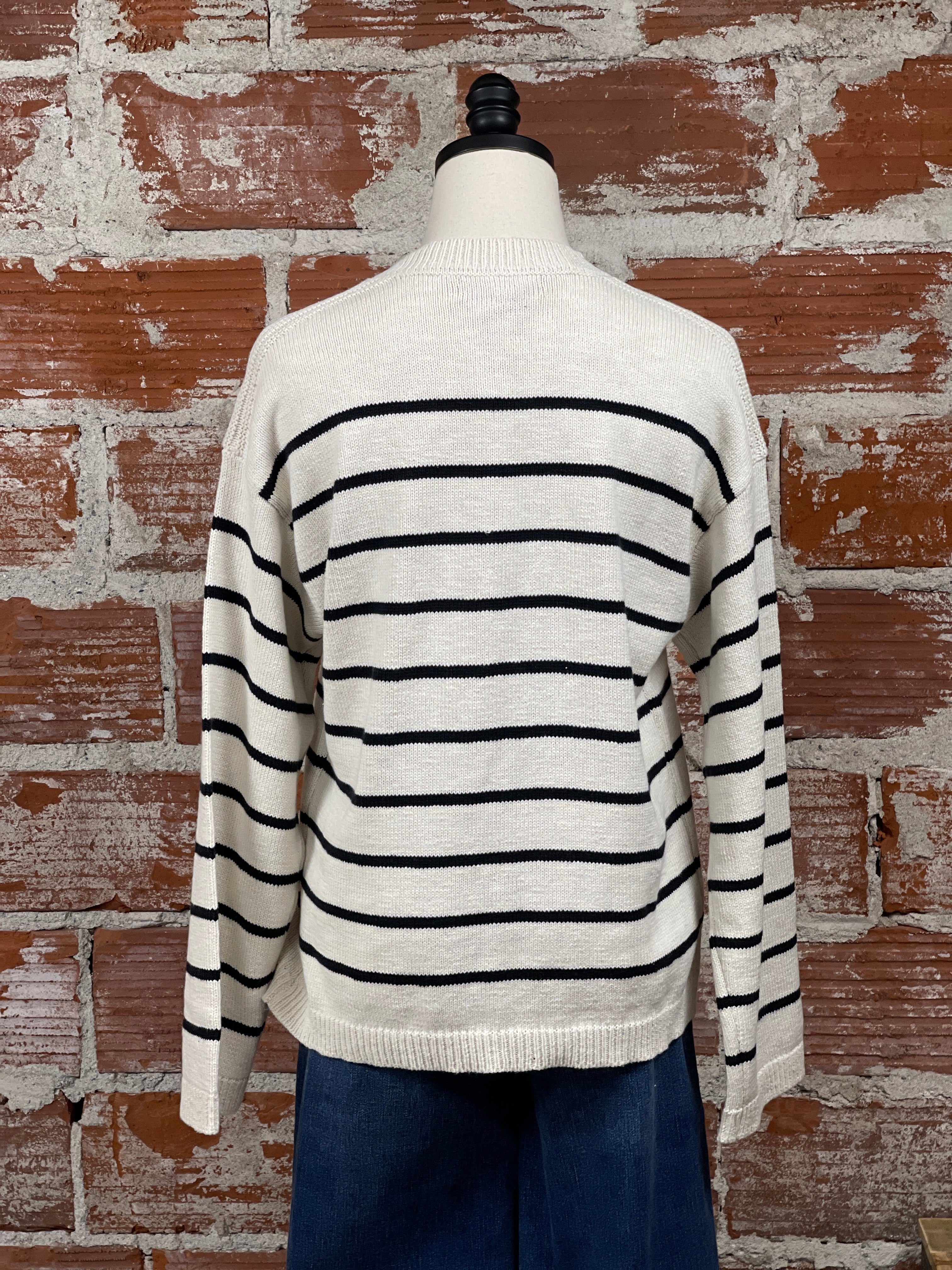 Sanctuary Chill Vibe Sweater in Chalk and Black Stripe-131 - Sweaters F/W (June - Nov)-Little Bird Boutique