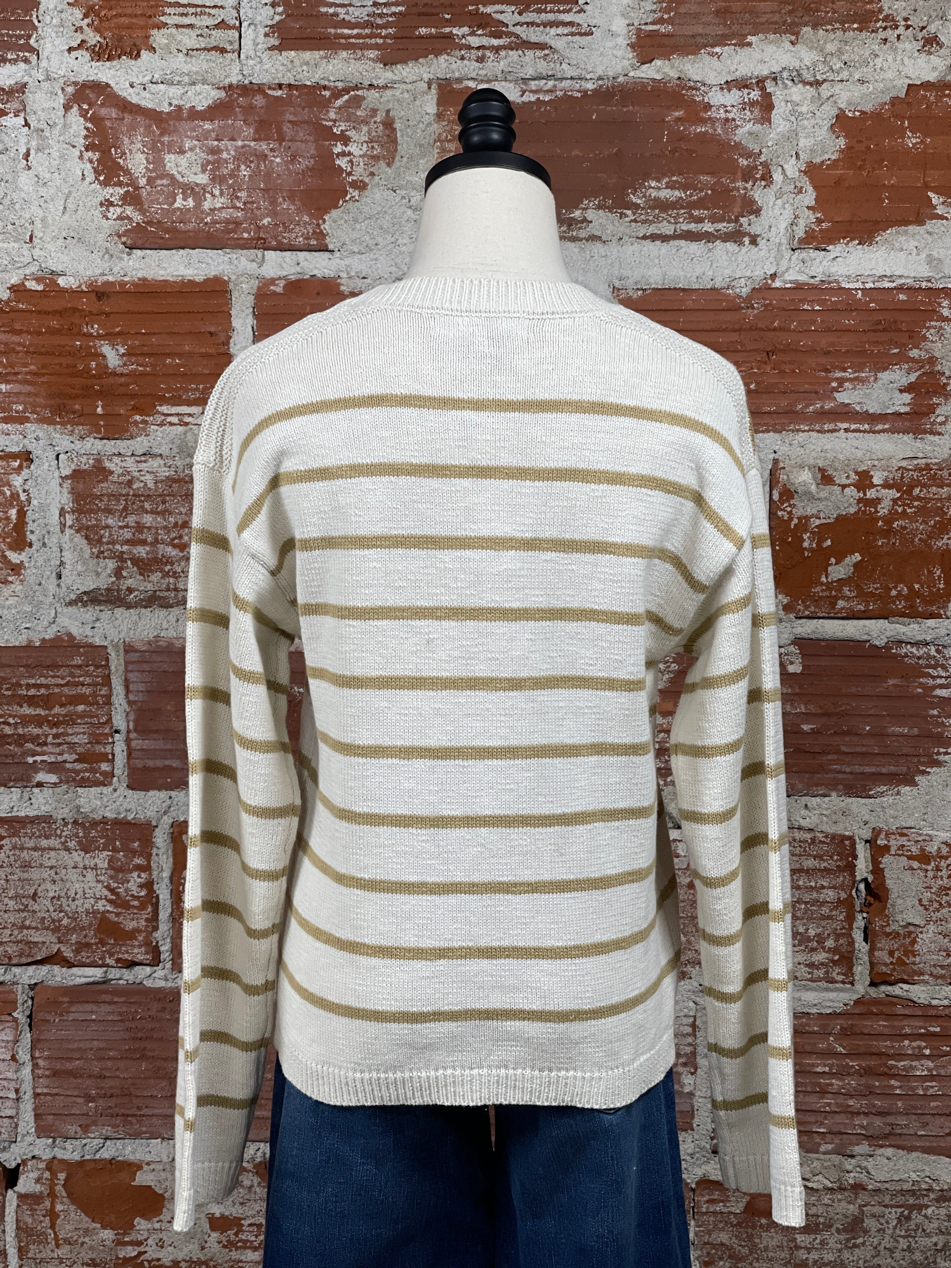 Sanctuary Chill Vibe Sweater in Chalk and Gold Stripe-131 - Sweaters F/W (June - Nov)-Little Bird Boutique