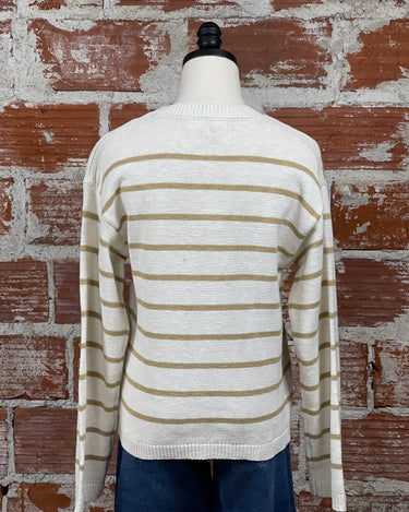 Sanctuary Chill Vibe Sweater in Chalk and Gold Stripe-132 - Sweaters S/S (Dec - May)-Little Bird Boutique