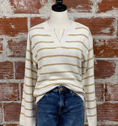 Sanctuary Chill Vibe Sweater in Chalk and Gold Stripe-132 - Sweaters S/S (Dec - May)-Little Bird Boutique