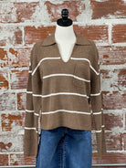 Thread and Supply Cressida Sweater in Cinnamon and Ivory-131 - Sweaters F/W (July - Dec)-Little Bird Boutique