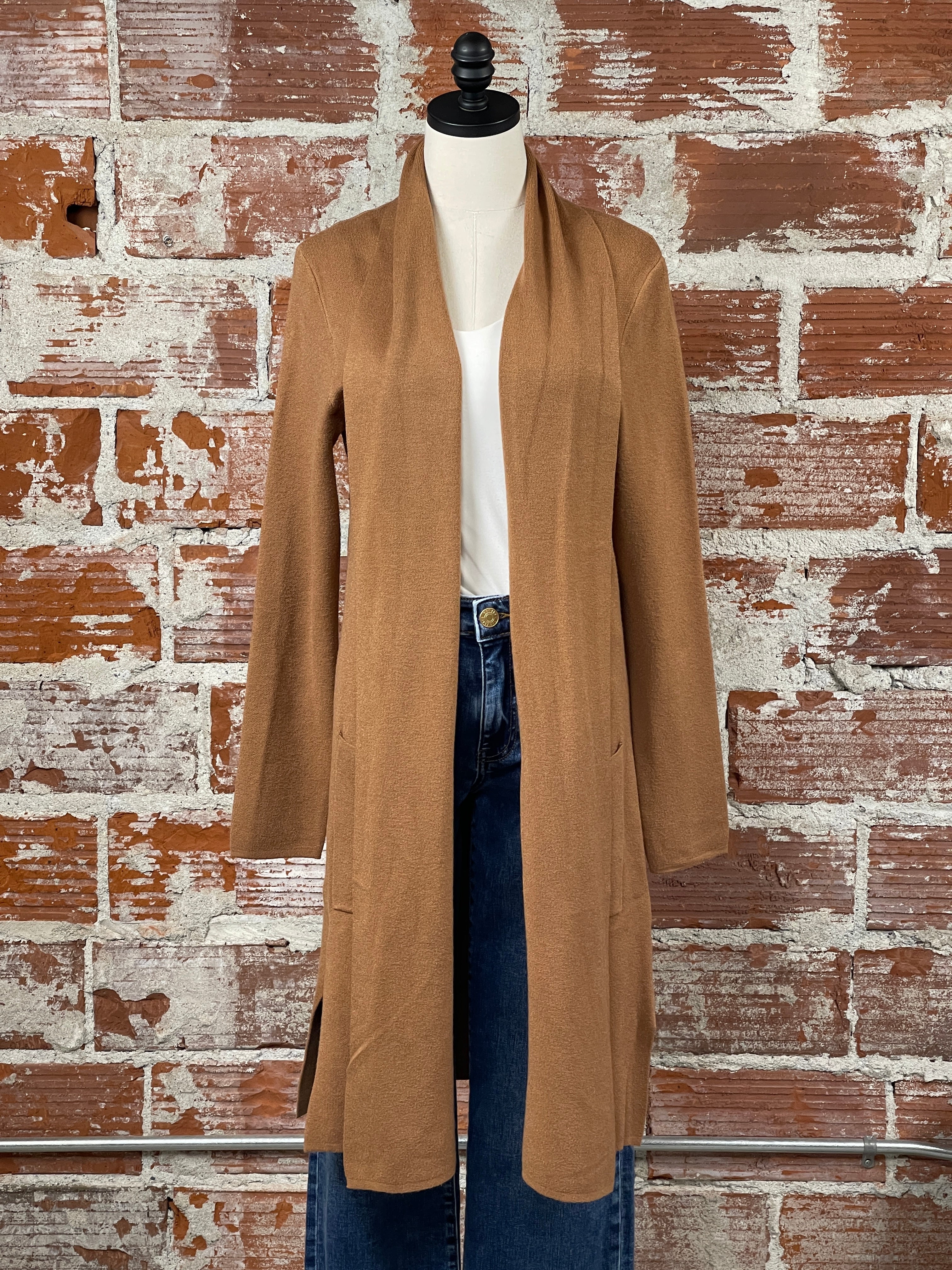 Linda Long Line Sweater in Camel-131 - Sweaters F/W (June - Nov)-Little Bird Boutique