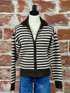 Sofia Sweater In Brown/Ivory Stripe-131 - Sweaters F/W (June - Nov)-Little Bird Boutique