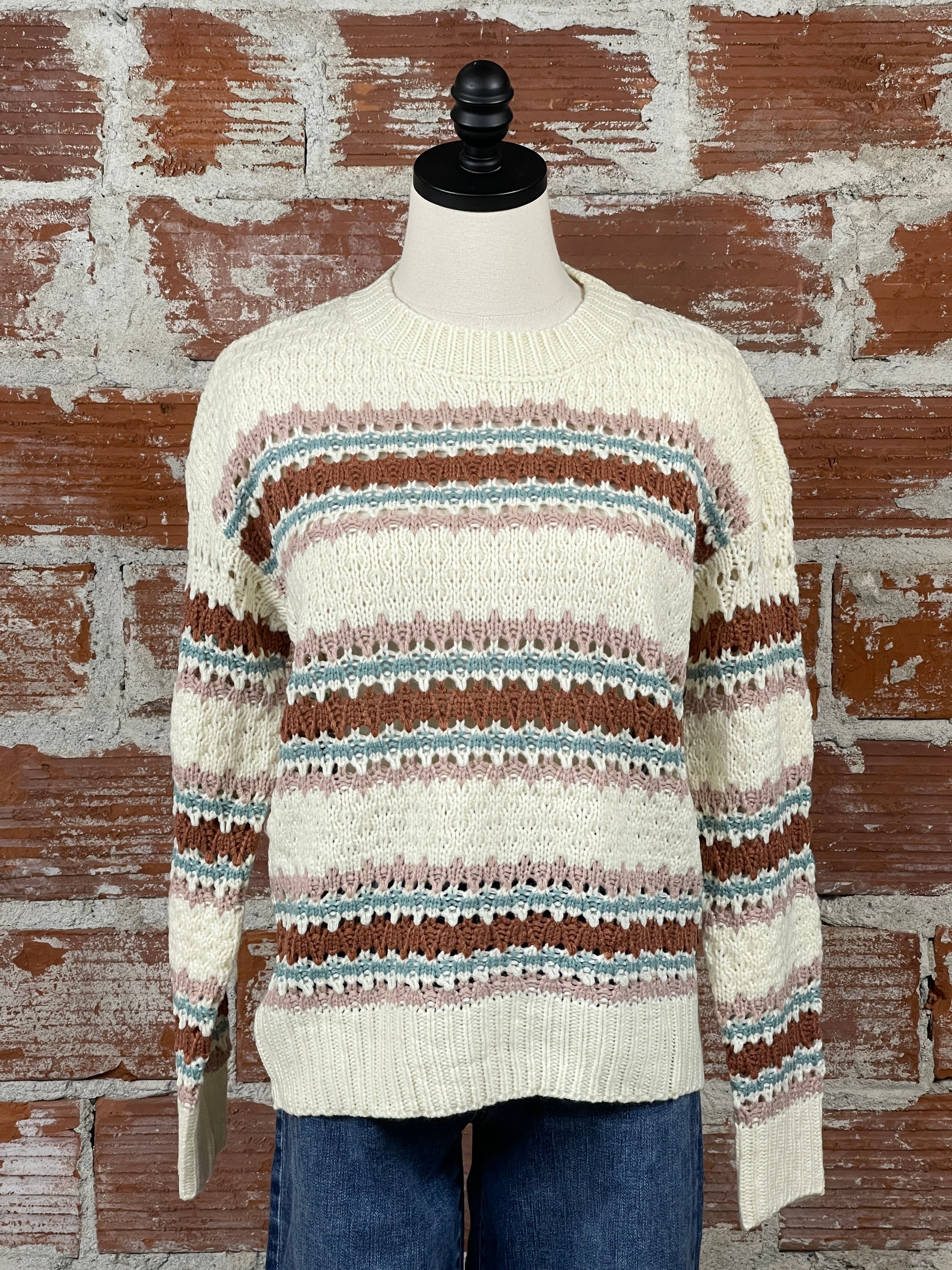 Carlisle Sweater in Off White and Mauve Multi-131 - Sweaters F/W (June - Nov)-Little Bird Boutique