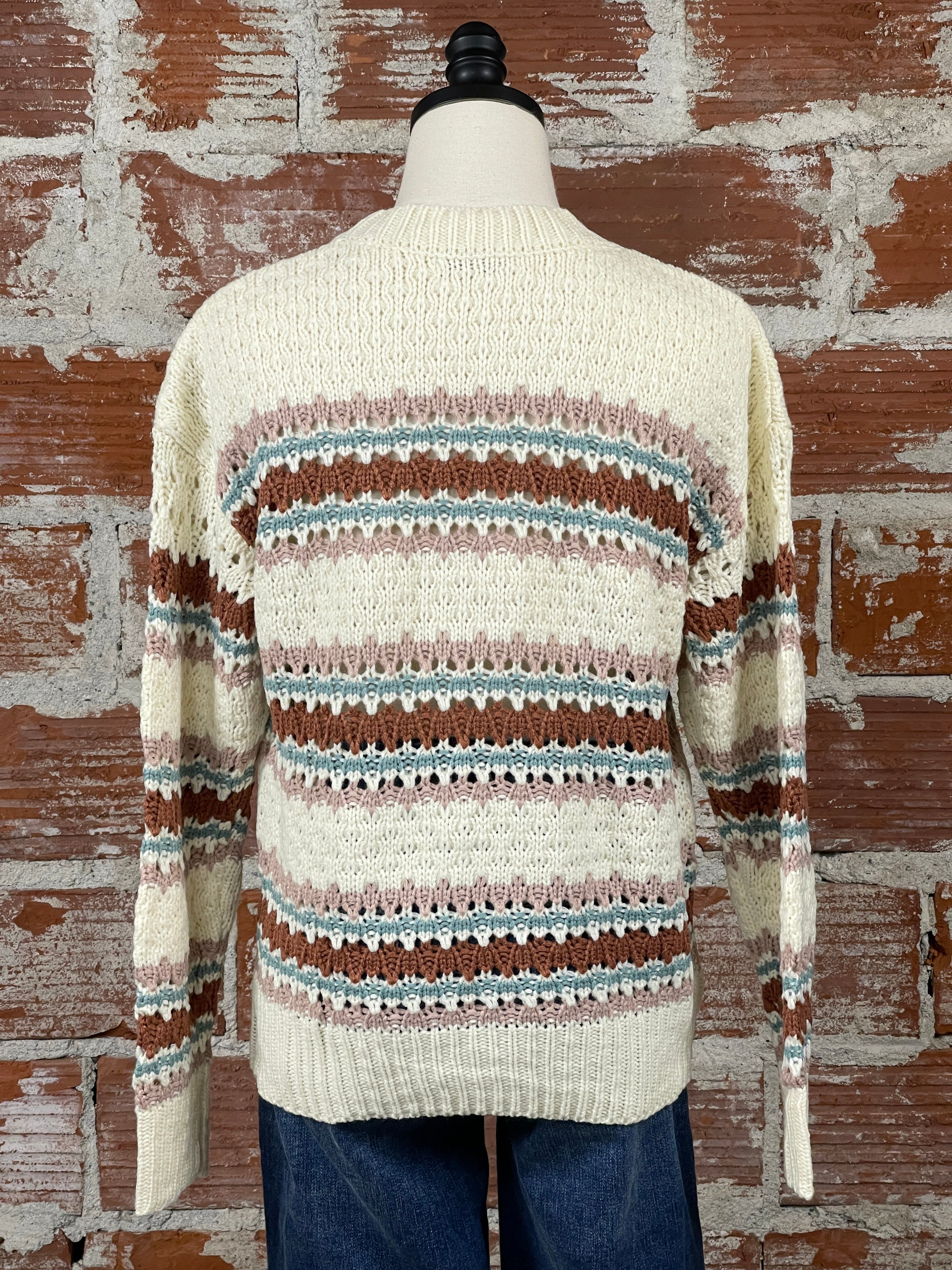 Carlisle Sweater in Off White and Mauve Multi-131 - Sweaters F/W (June - Nov)-Little Bird Boutique