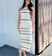 Ellis Skirt in White Birch and Dark Storm Stripe-231 Skirts-Little Bird Boutique