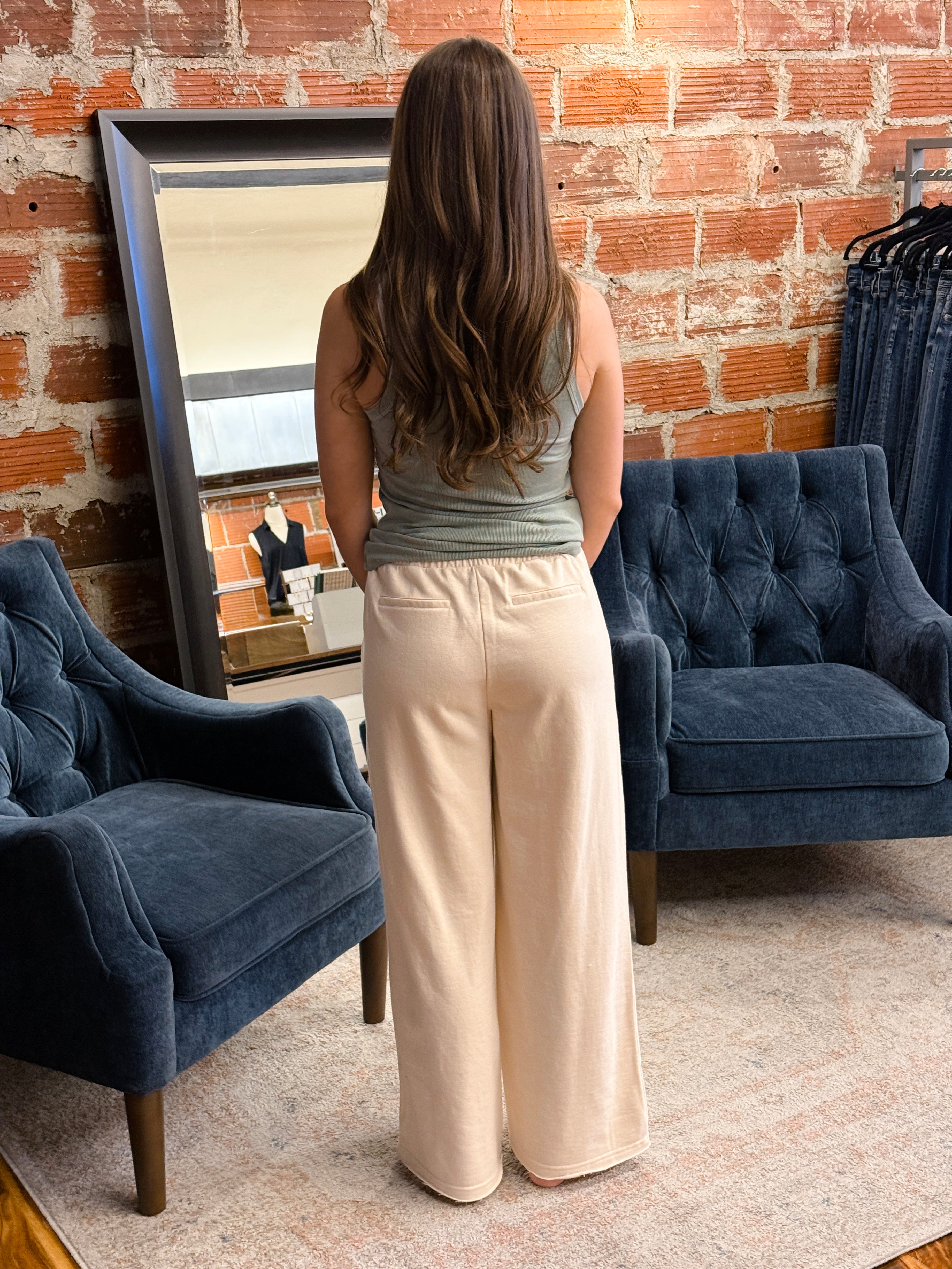 Flag & Anthem Dolly Vintage Washed Knit Pant in Cream-220 Pants-Little Bird Boutique