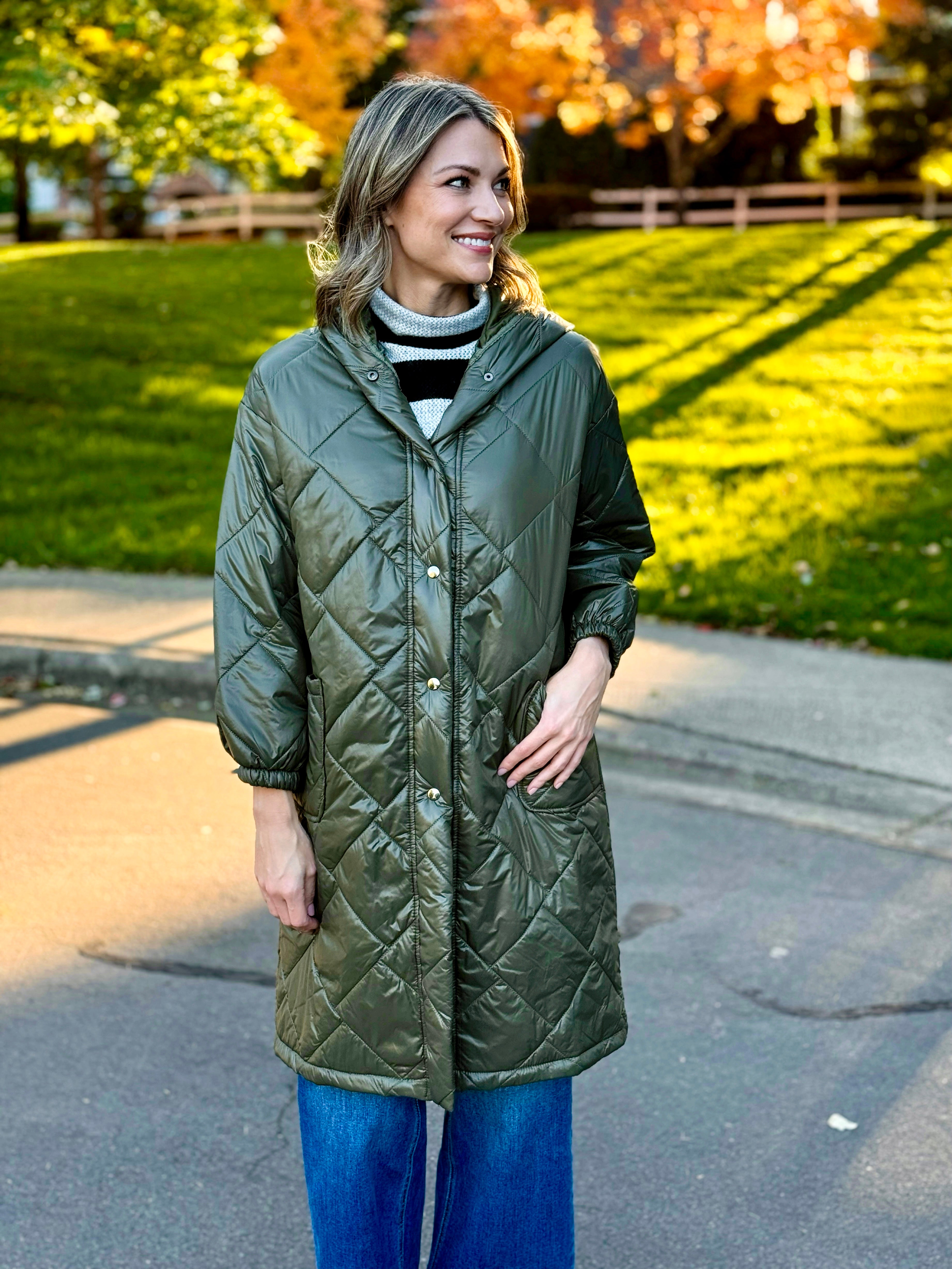 Nico Puffer Coat in Sage Green-141 Outerwear Coats & Jackets-Little Bird Boutique