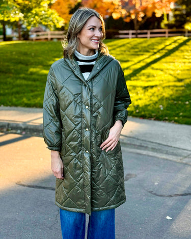 Nico Puffer Coat in Sage Green-141 Outerwear Coats & Jackets-Little Bird Boutique