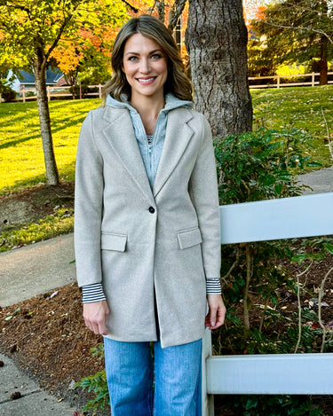 Uptown Hoodie Coat in Oatmeal-141 Outerwear Coats & Jackets-Little Bird Boutique