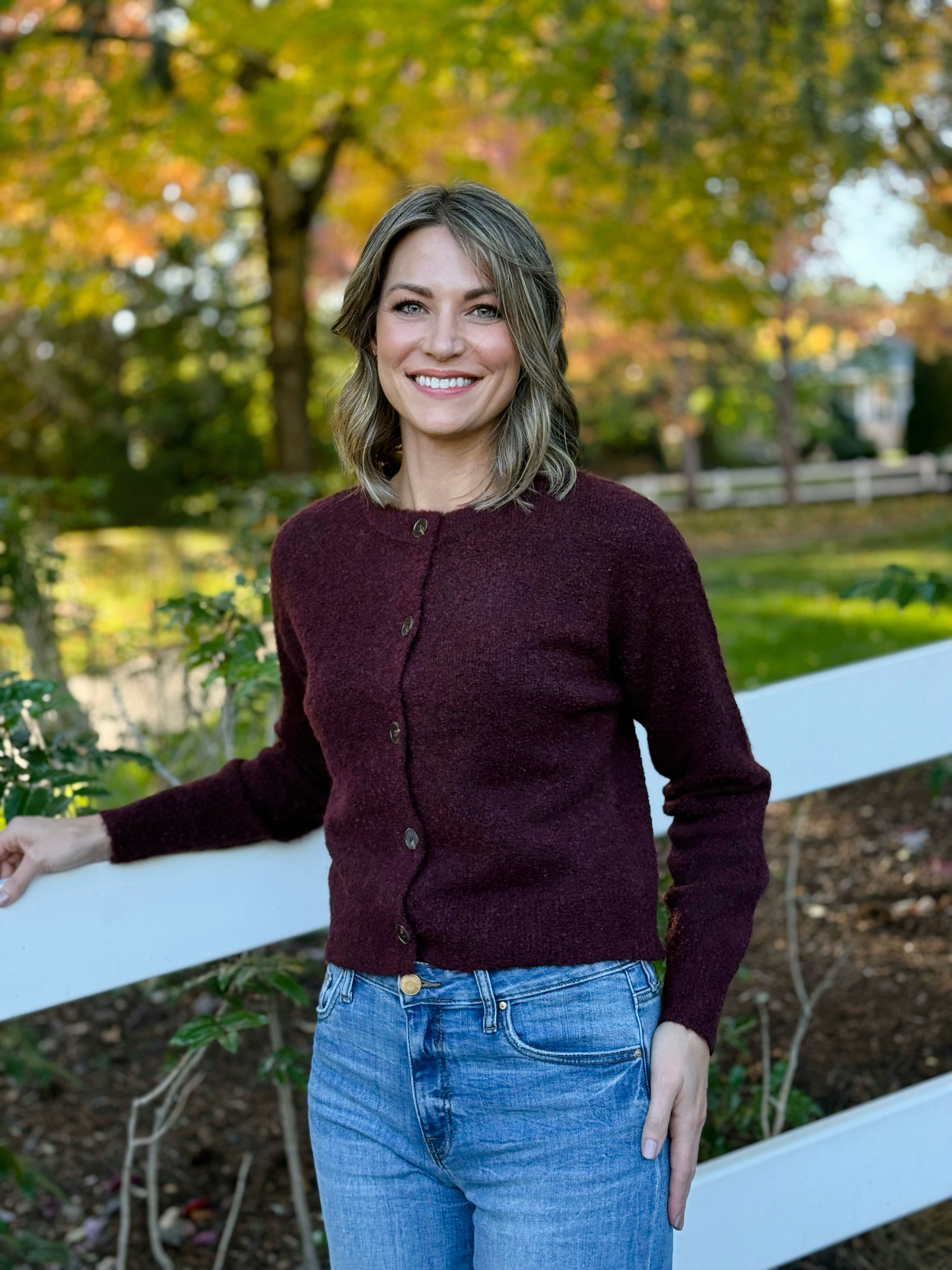 Sanctuary Boucle Cardi in Dark Crimson-131 - Sweaters F/W (June - Nov)-Little Bird Boutique